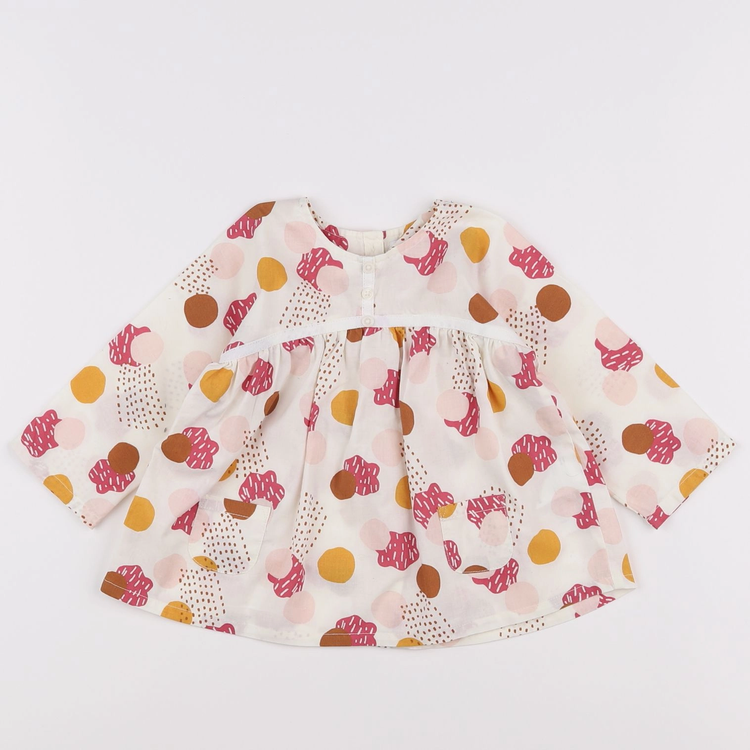 Vertbaudet - robe blanc, multicolore - 12 mois