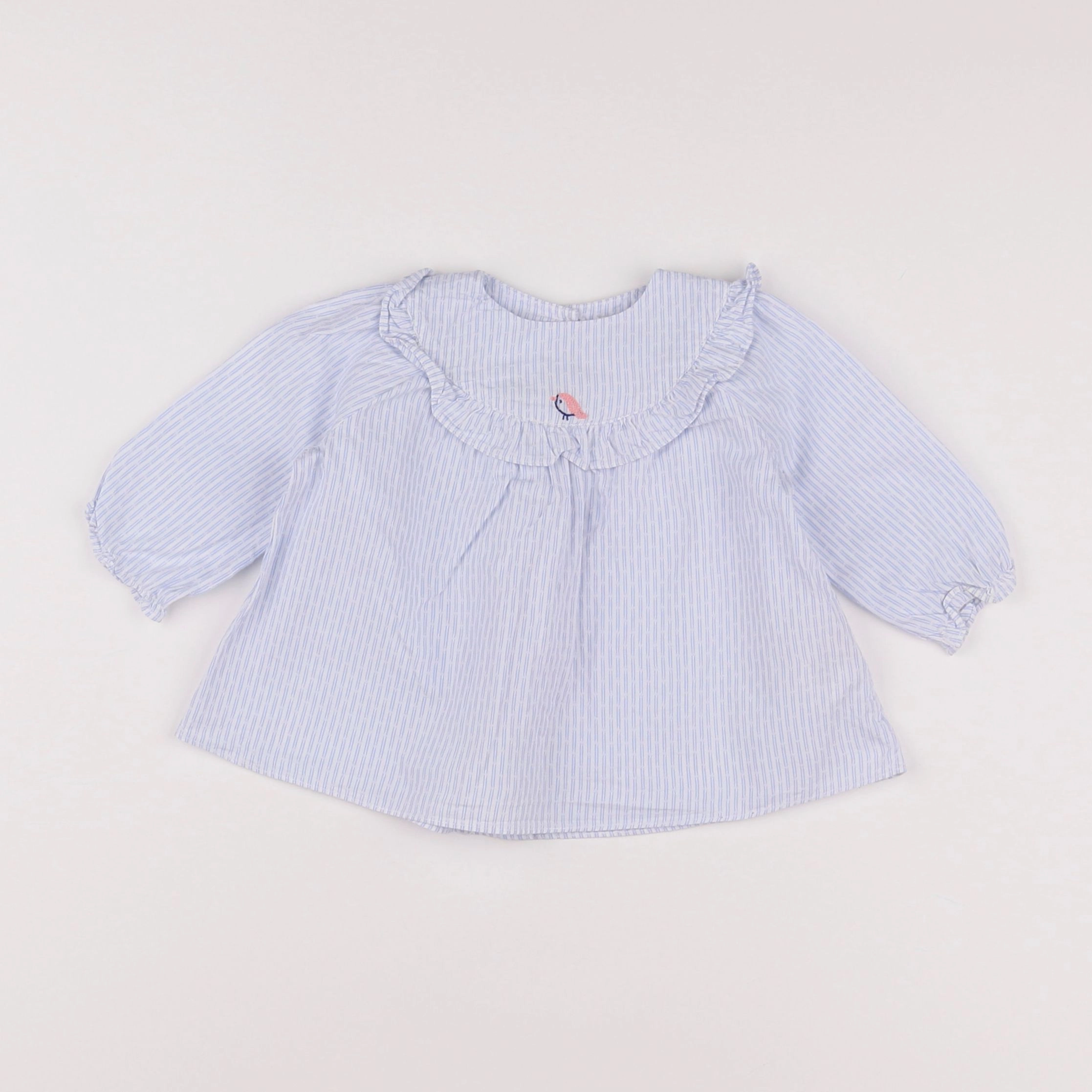 Cyrillus - blouse bleu, blanc - 6 mois