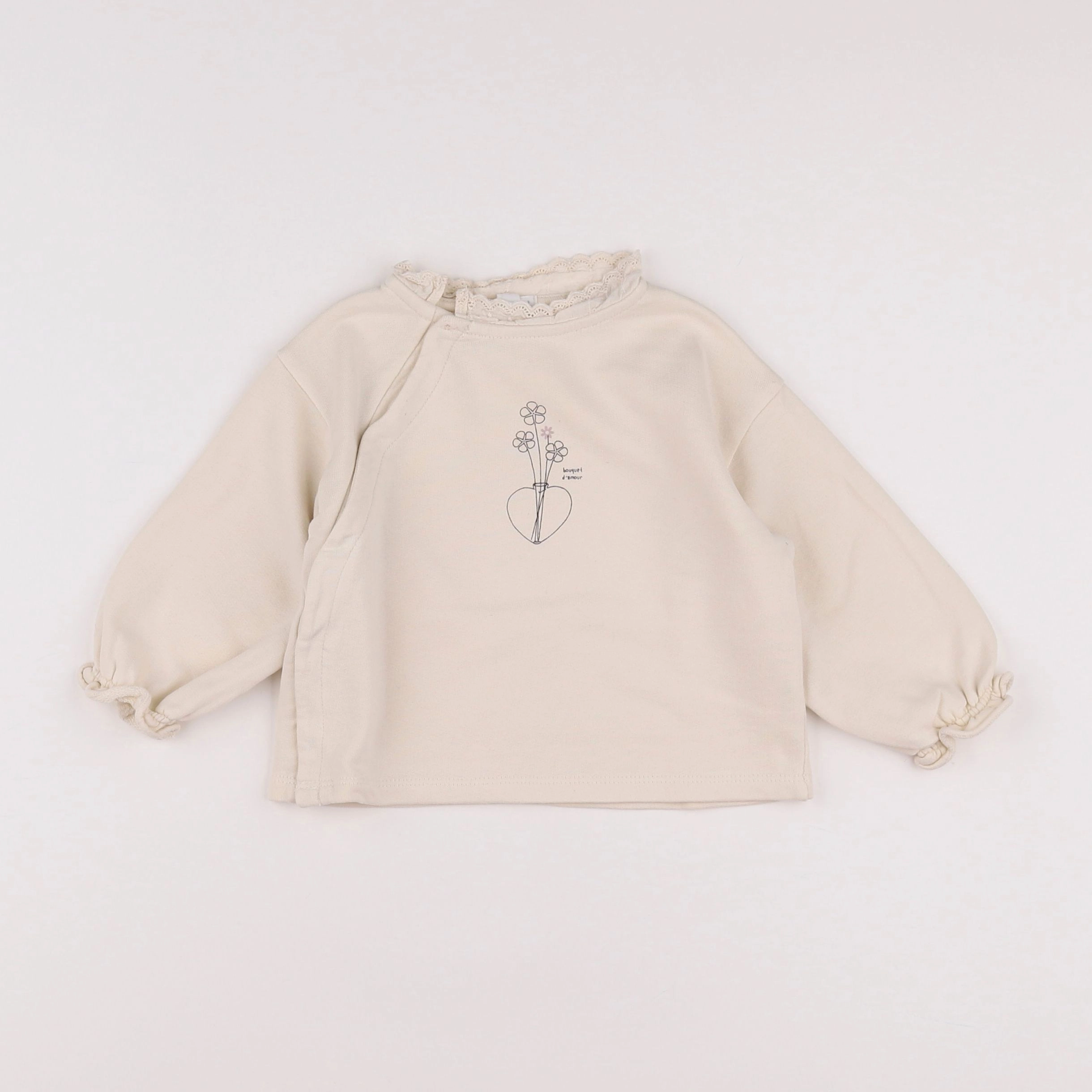 Vertbaudet - sweat beige - 12 mois