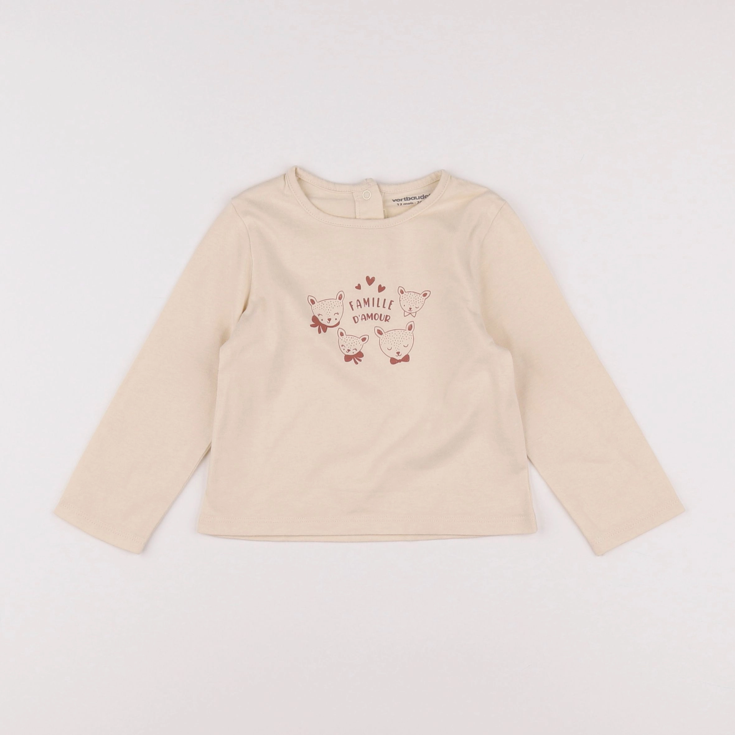 Vertbaudet - tee-shirt beige - 12 mois