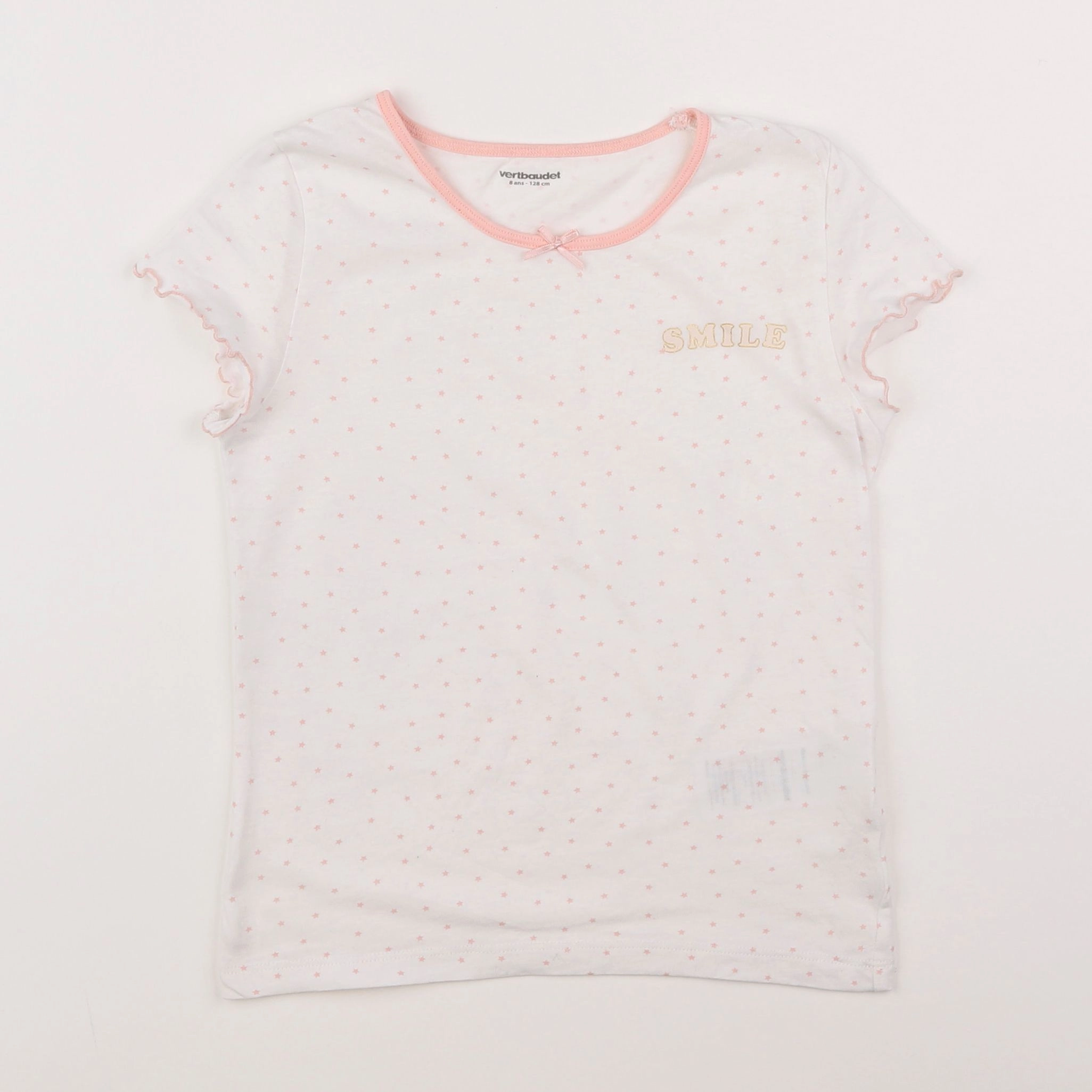 Vertbaudet - maillot de corps blanc, rose - 8 ans