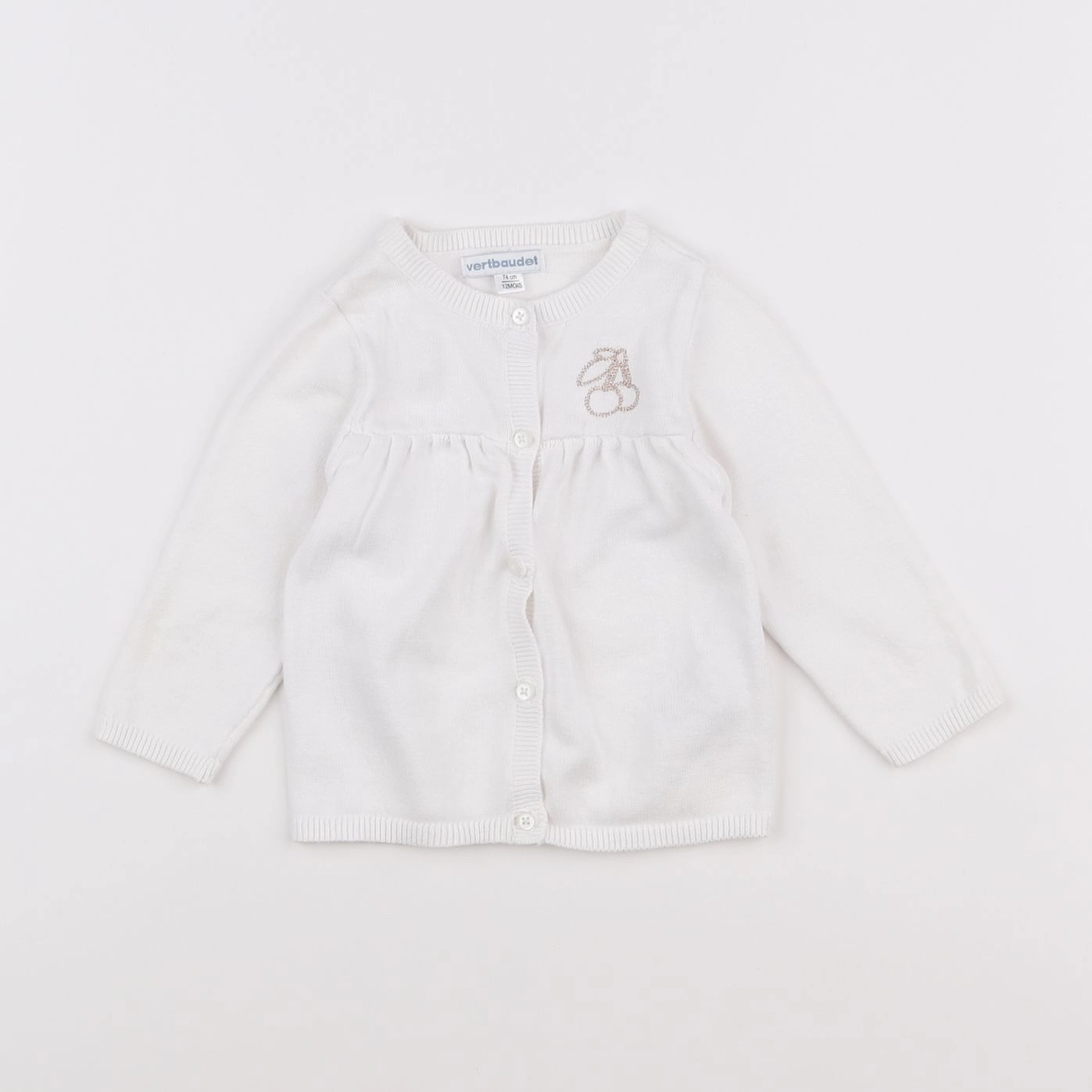Vertbaudet - gilet blanc - 12 mois