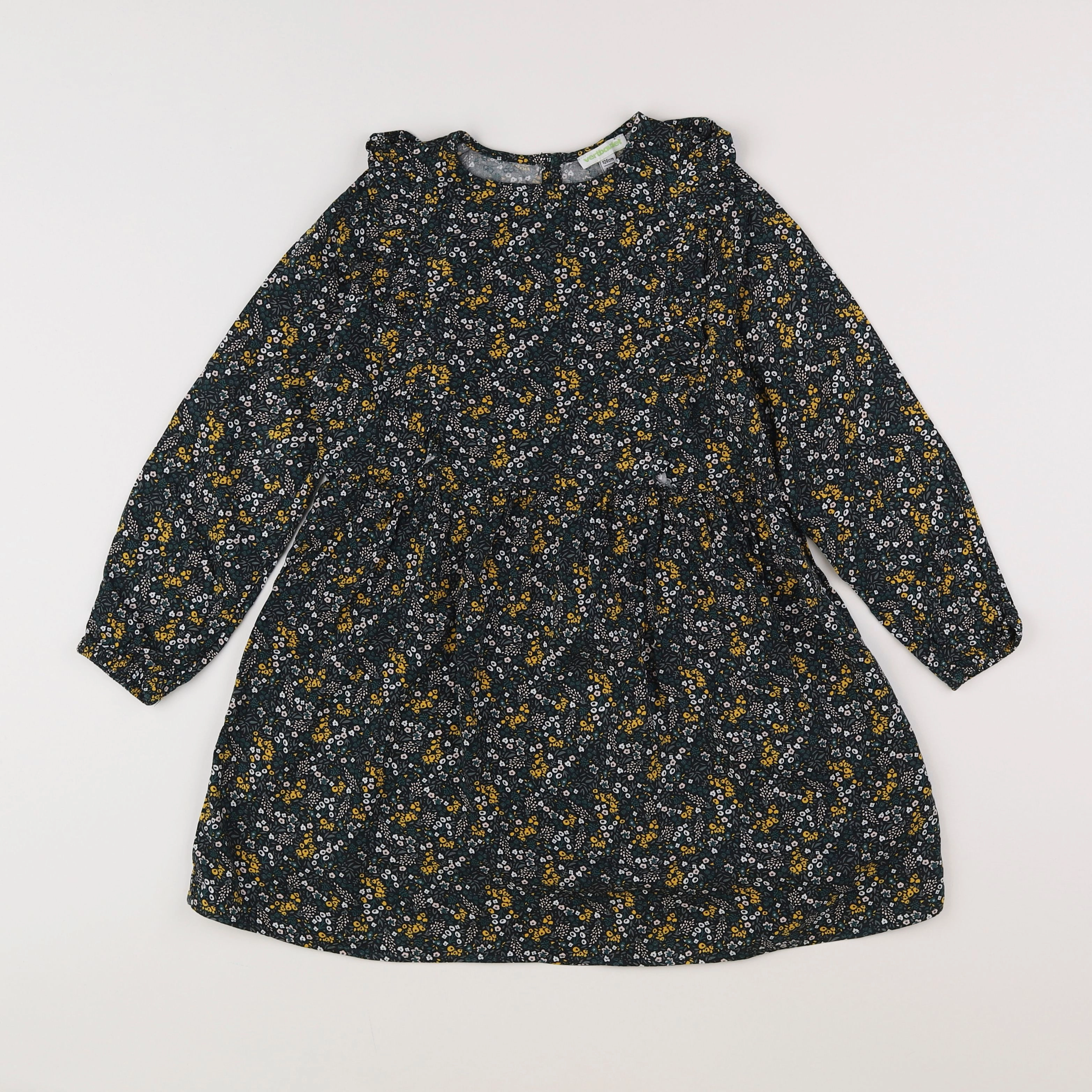 Vertbaudet - robe vert, jaune - 8 ans
