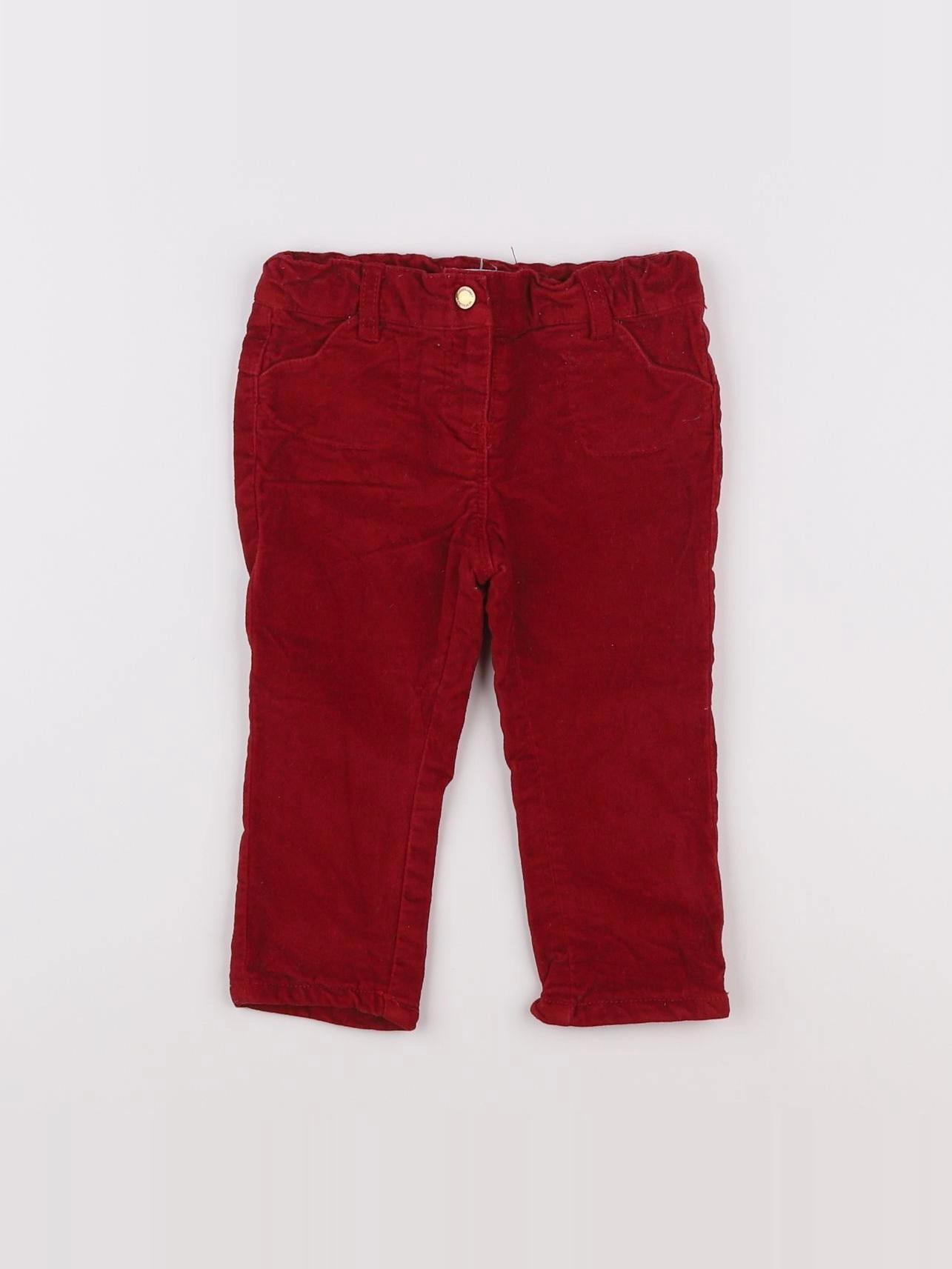 Vertbaudet - pantalon rouge - 9 mois