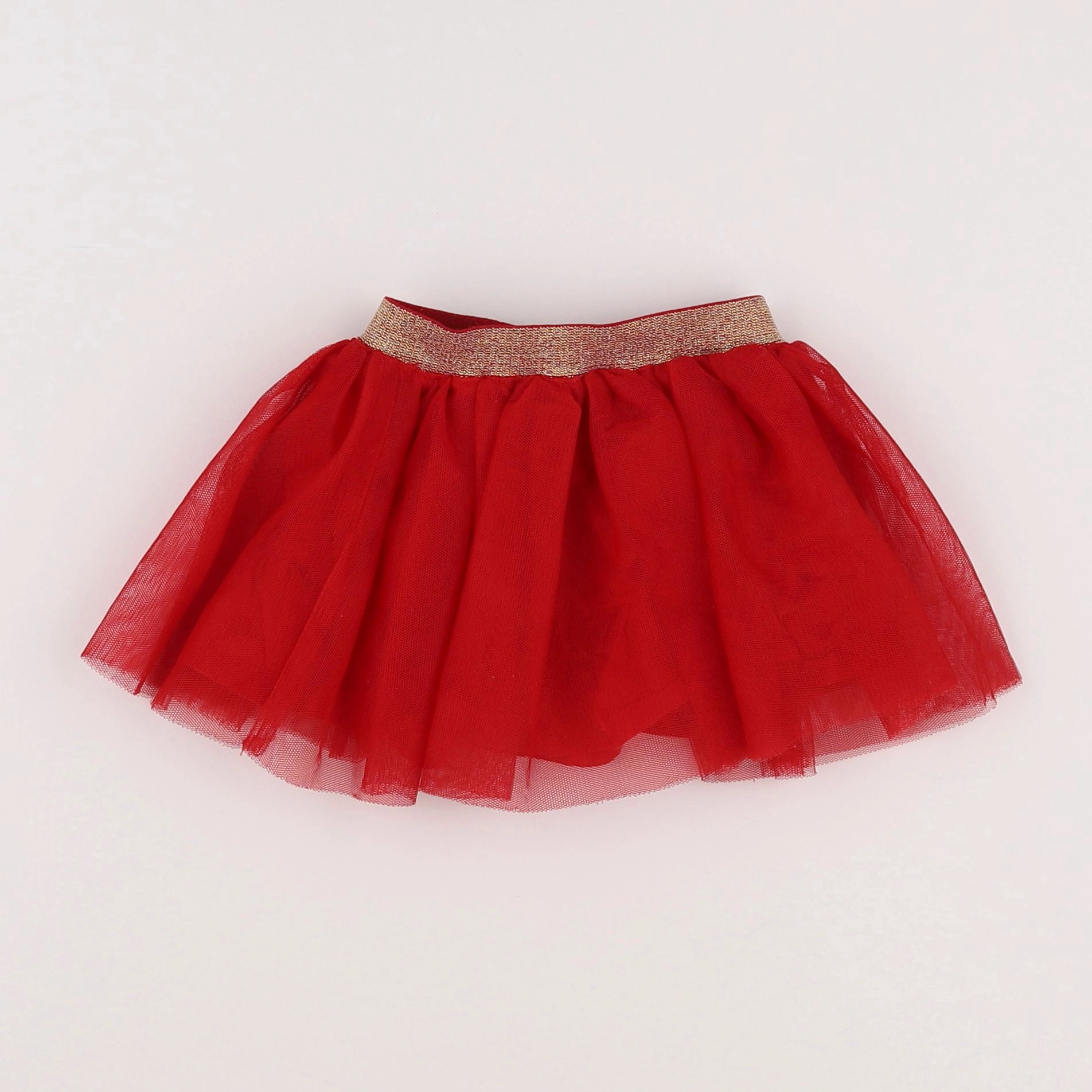 Vertbaudet - jupe rouge, or - 12 mois