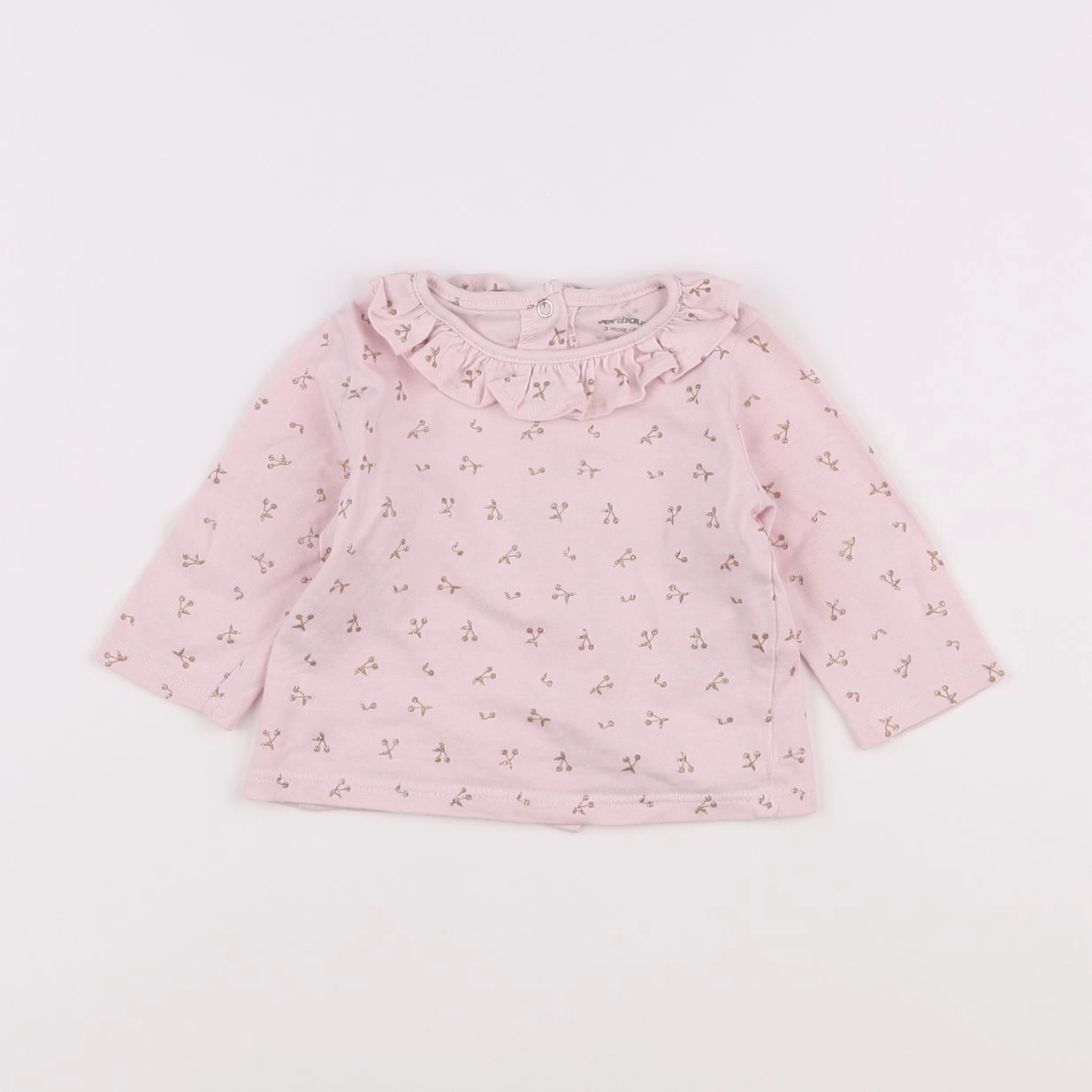 Vertbaudet - tee-shirt rose, or - 3 mois