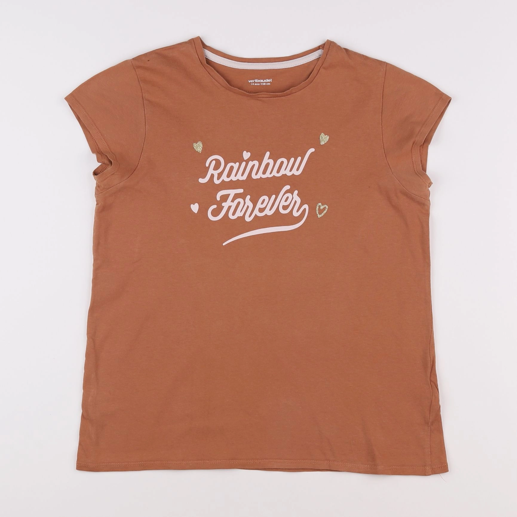 Vertbaudet - tee-shirt marron - 14 ans