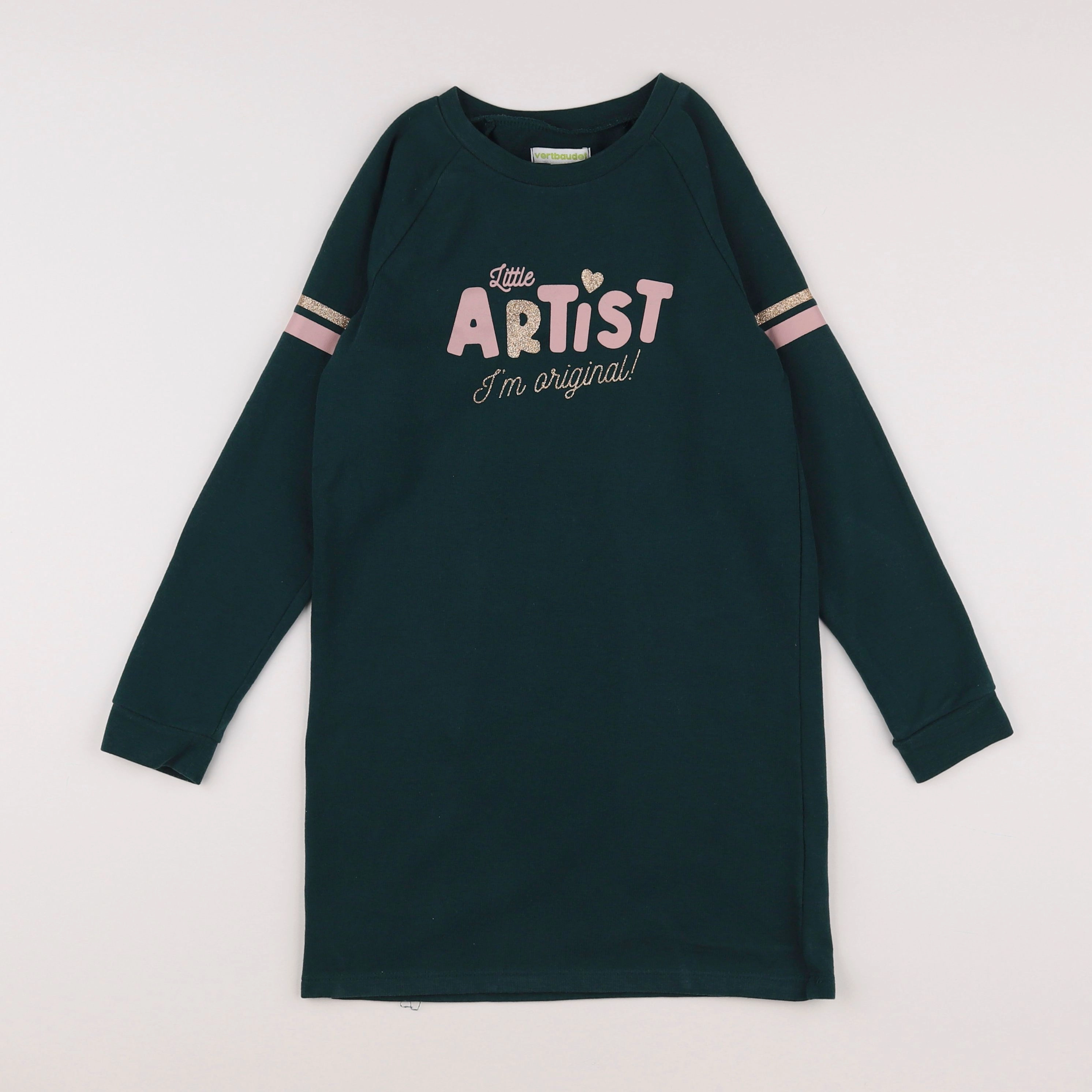 Vertbaudet - robe vert, or - 8 ans