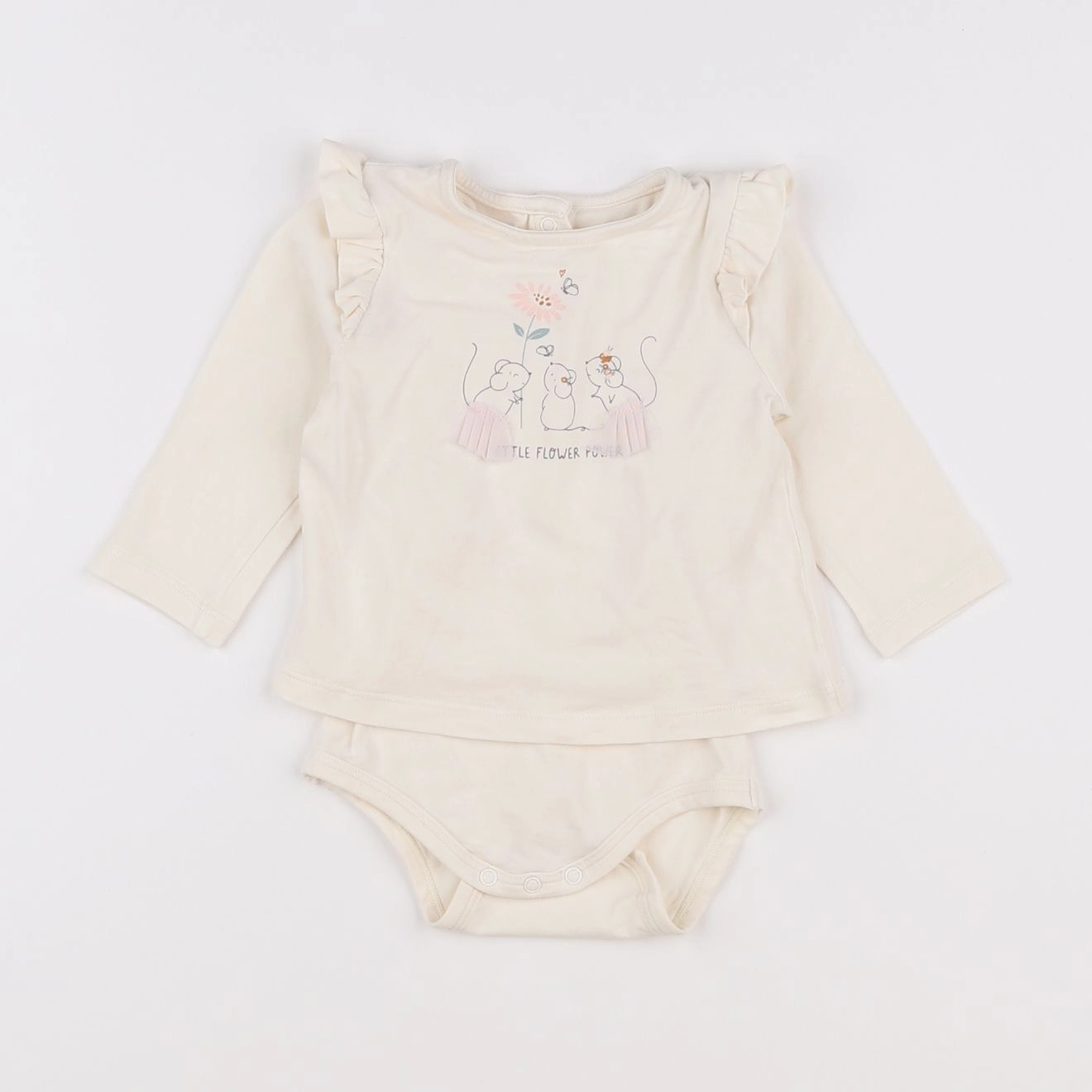 Vertbaudet - body tee-shirt beige - 6 mois
