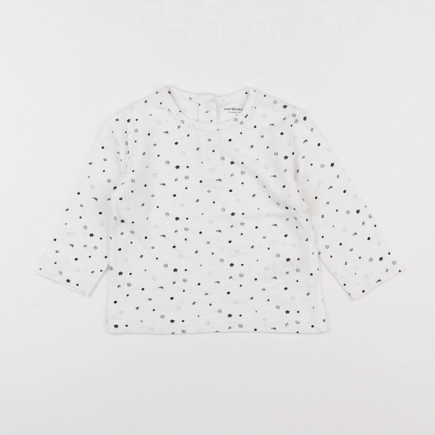 Vertbaudet - tee-shirt blanc, bleu - 12 mois