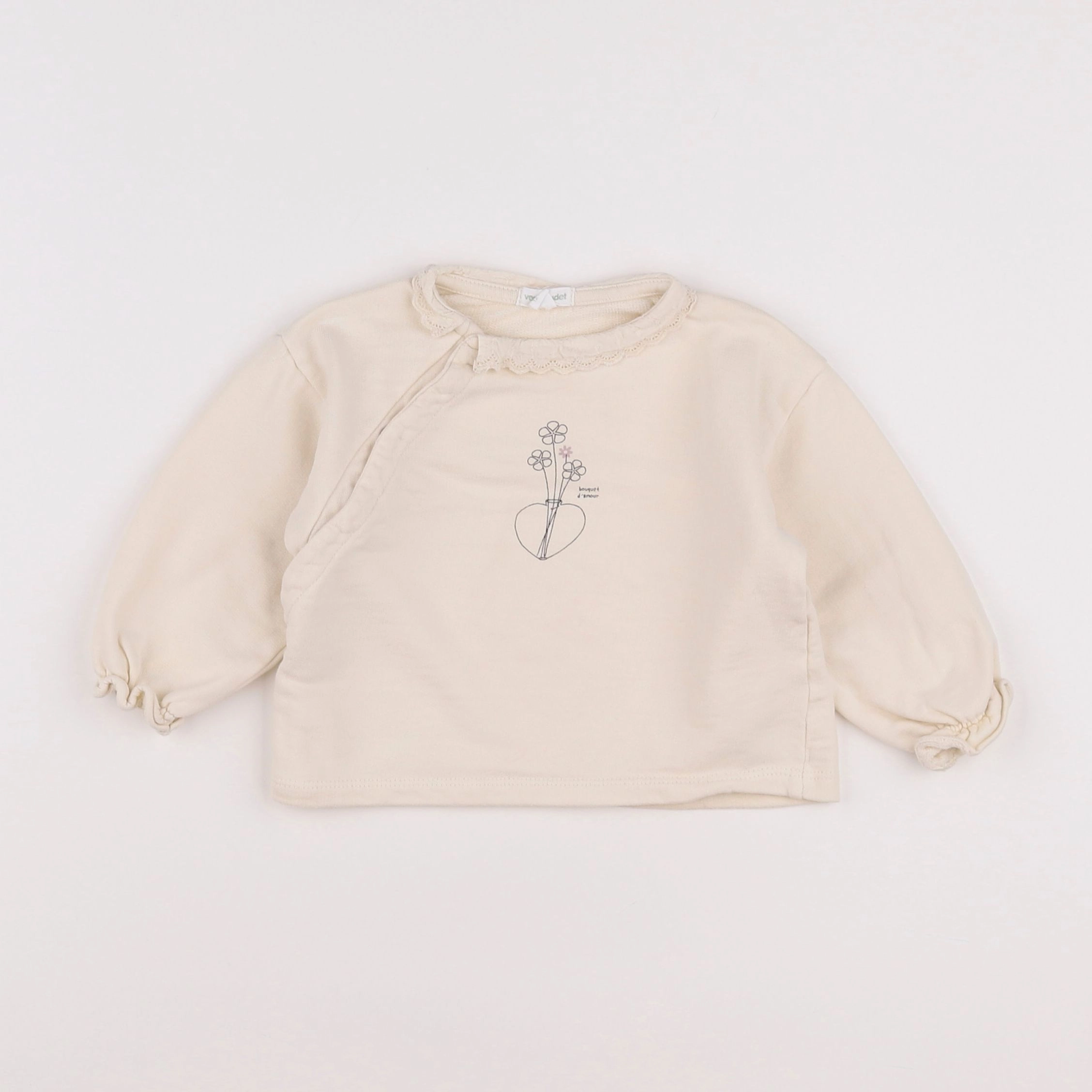 Vertbaudet - sweat beige - 12 mois