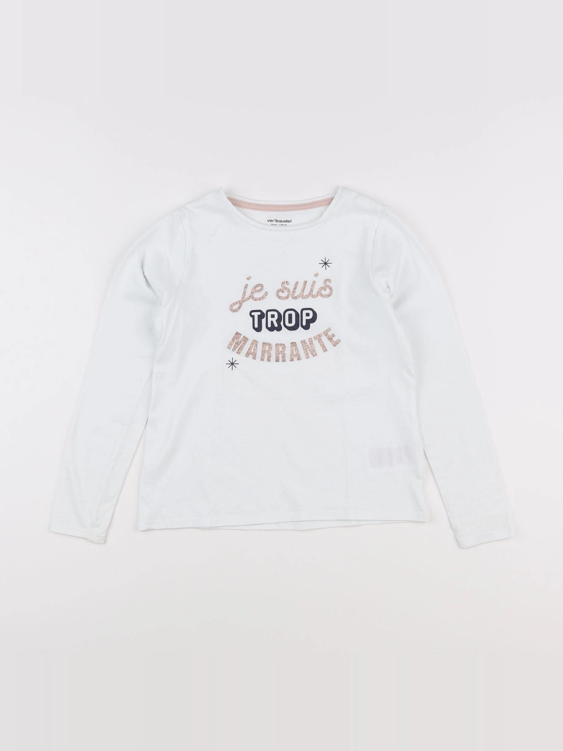 Vertbaudet - tee-shirt blanc - 8 ans