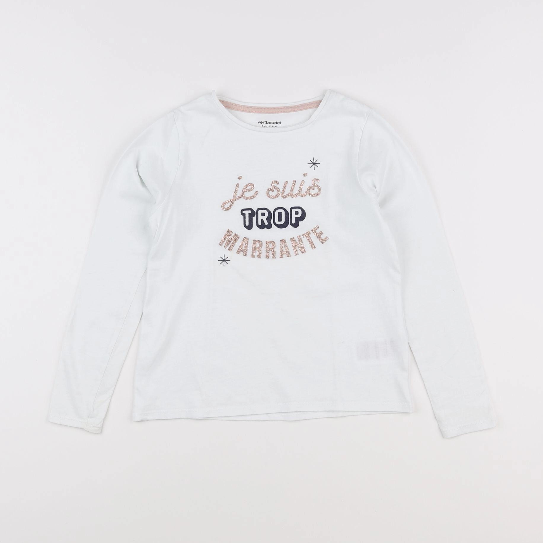 Vertbaudet - tee-shirt blanc - 8 ans