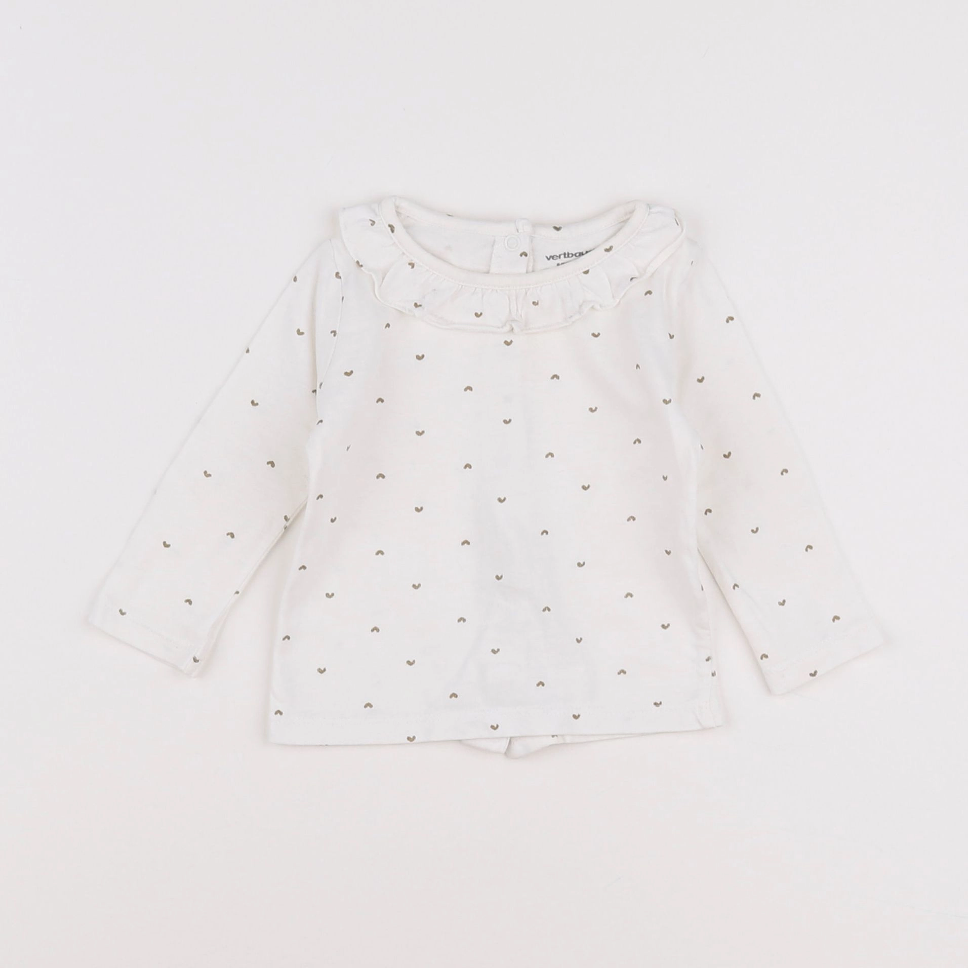 Vertbaudet - tee-shirt blanc, marron - 6 mois