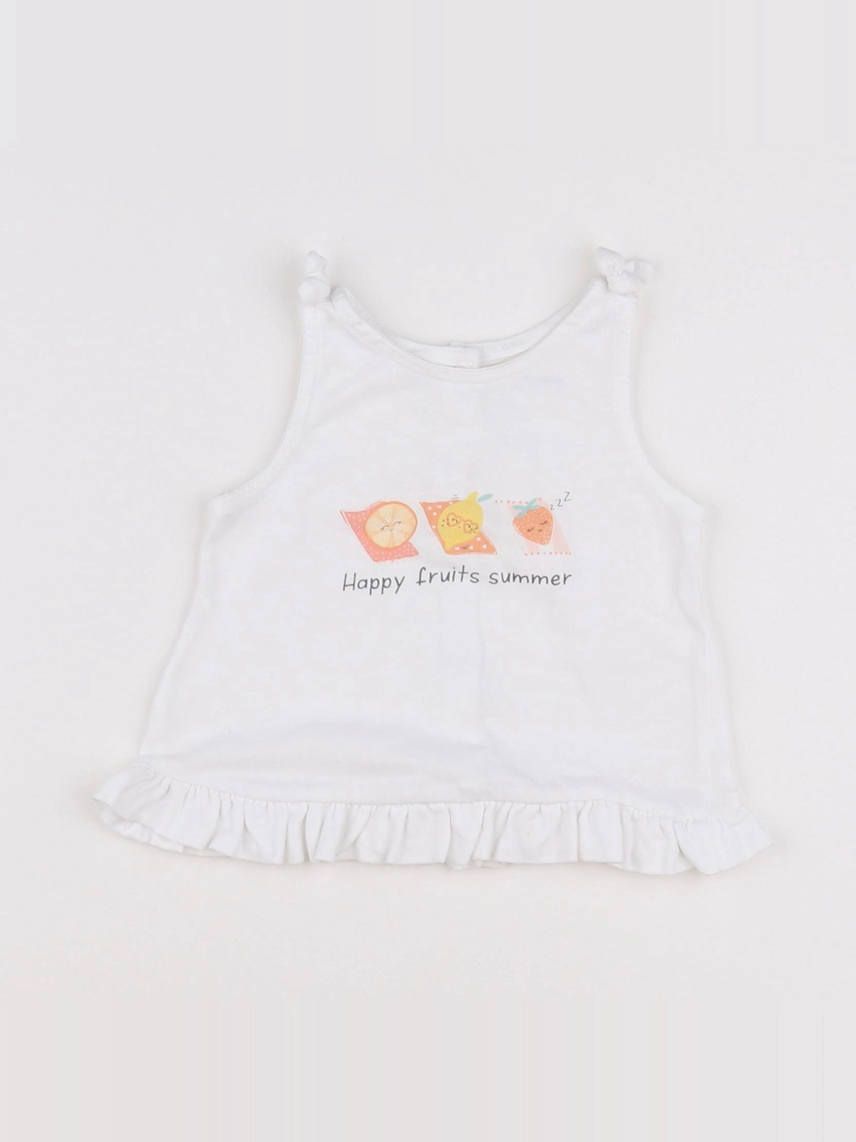 Vertbaudet - débardeur blanc, orange - 12 mois