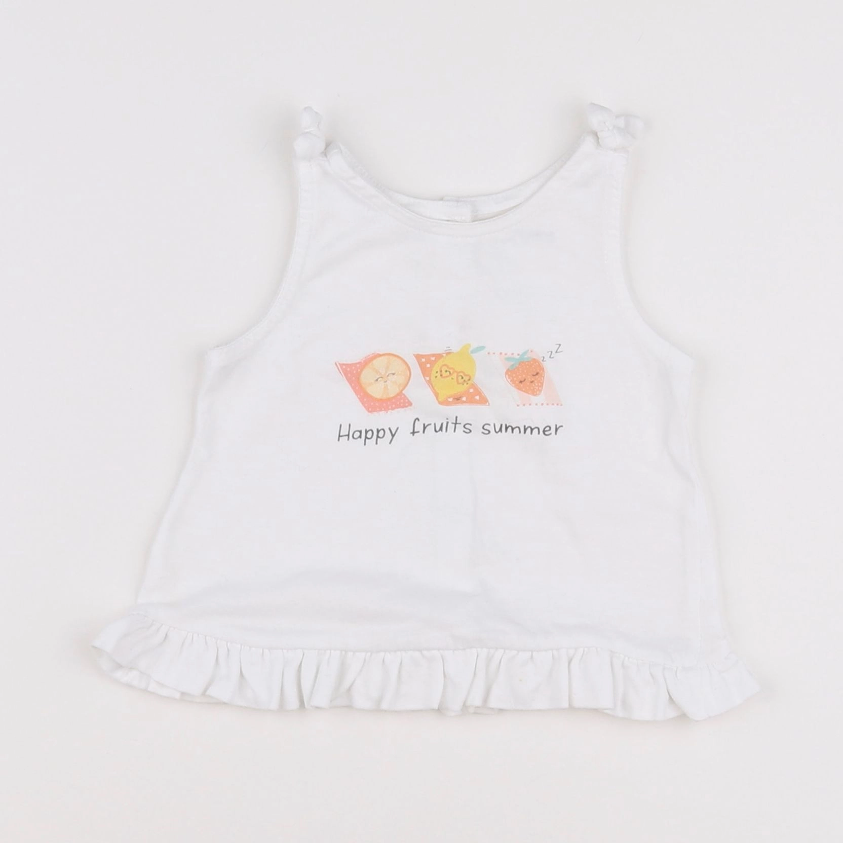 Vertbaudet - débardeur blanc, orange - 12 mois