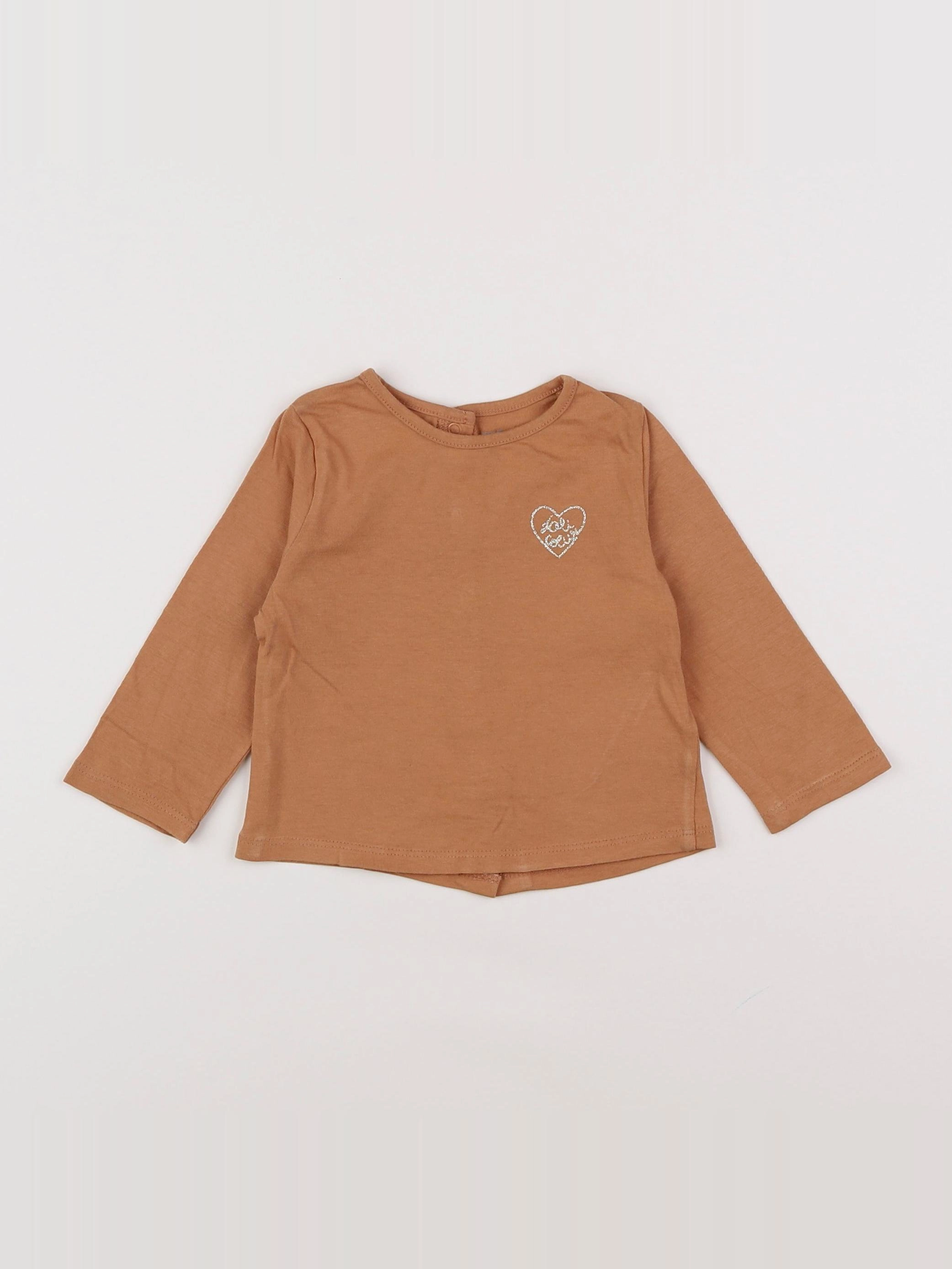 Vertbaudet - tee-shirt marron, or - 6 mois