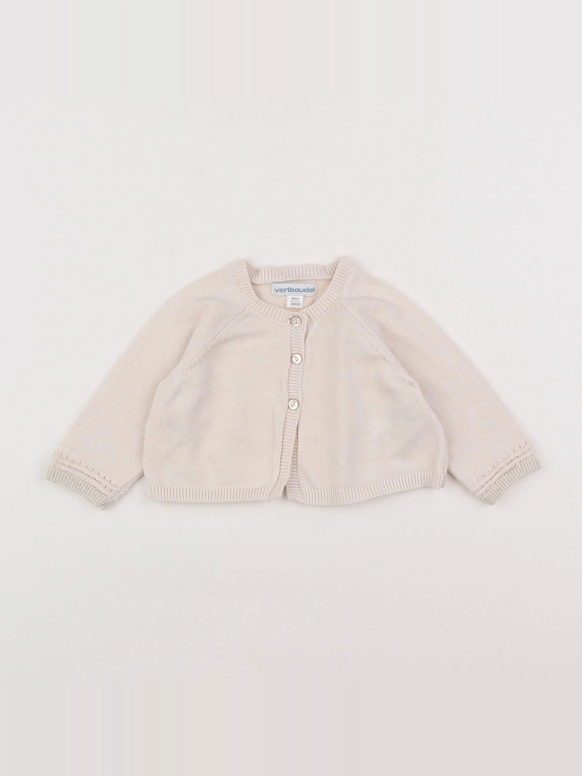 Vertbaudet - gilet beige - 3 mois