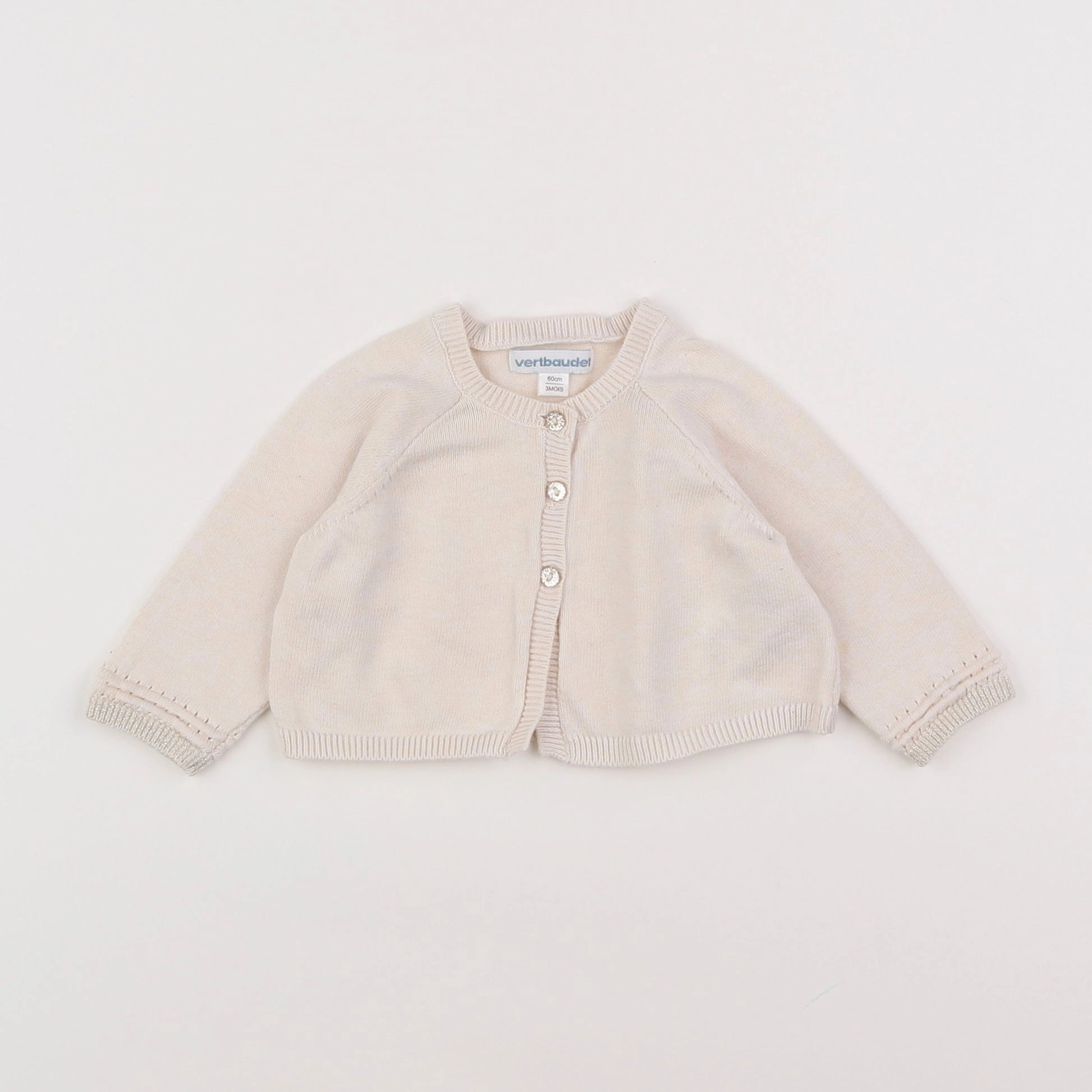 Vertbaudet - gilet beige - 3 mois