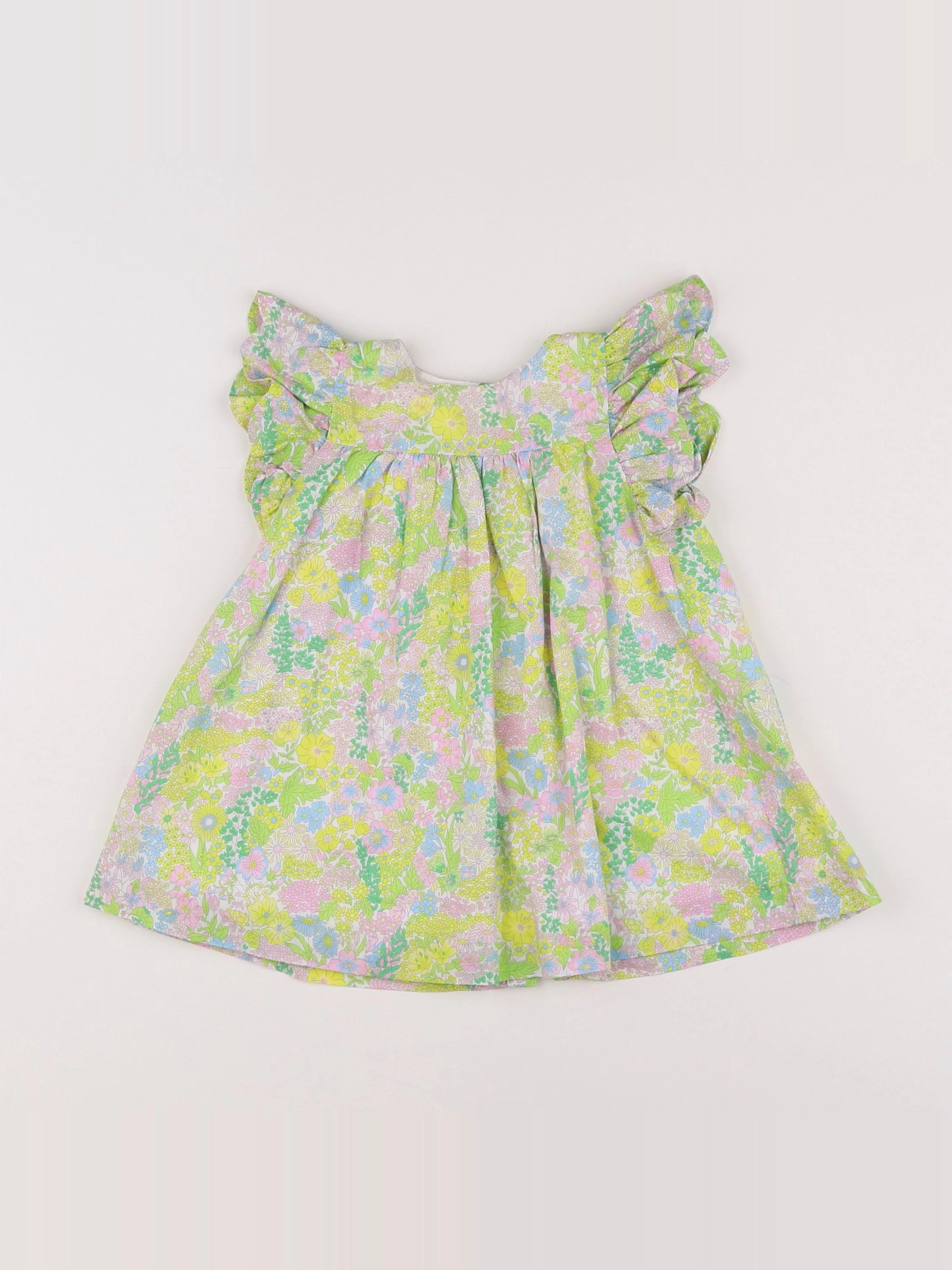 Jacadi - robe liberty vert, rose - 12 mois