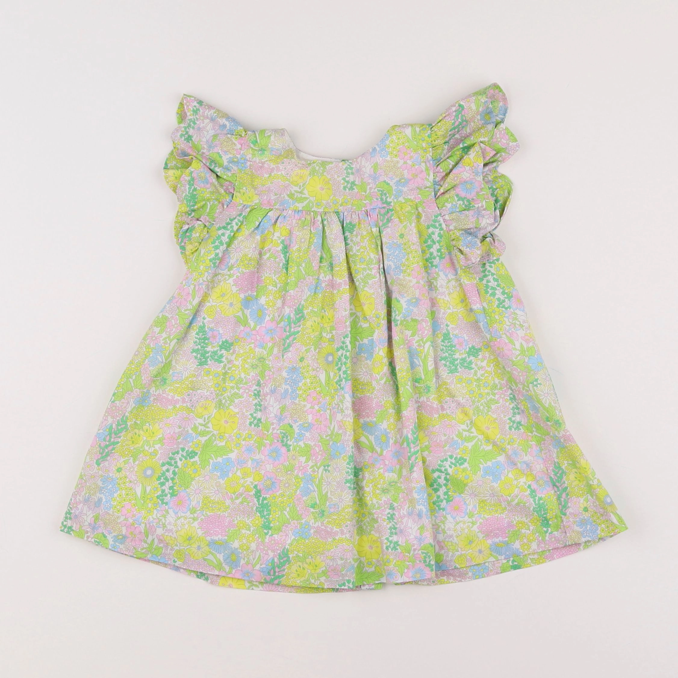 Jacadi - robe liberty vert, rose - 12 mois