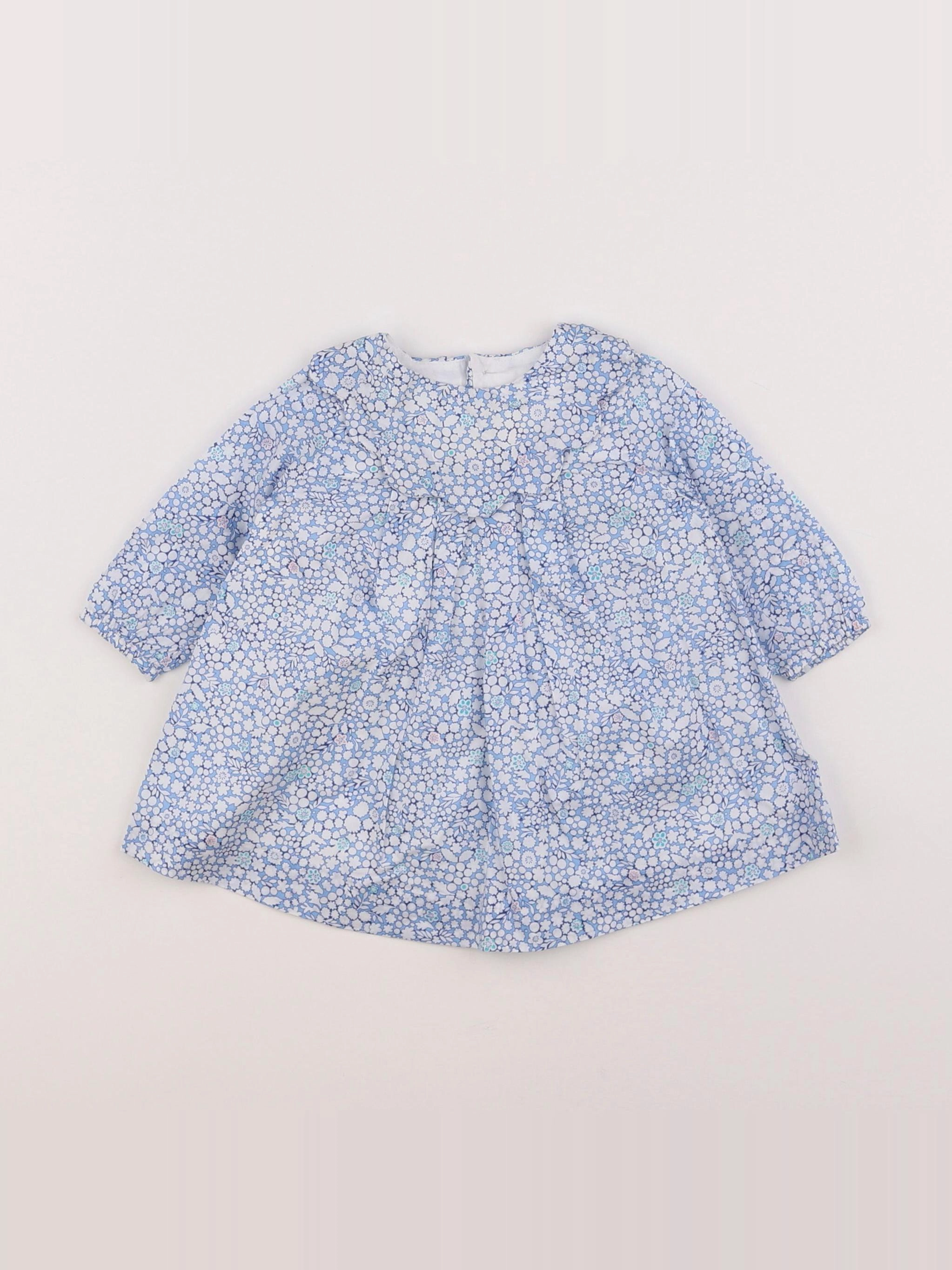 Jacadi - robe liberty bleu, blanc - 3 mois