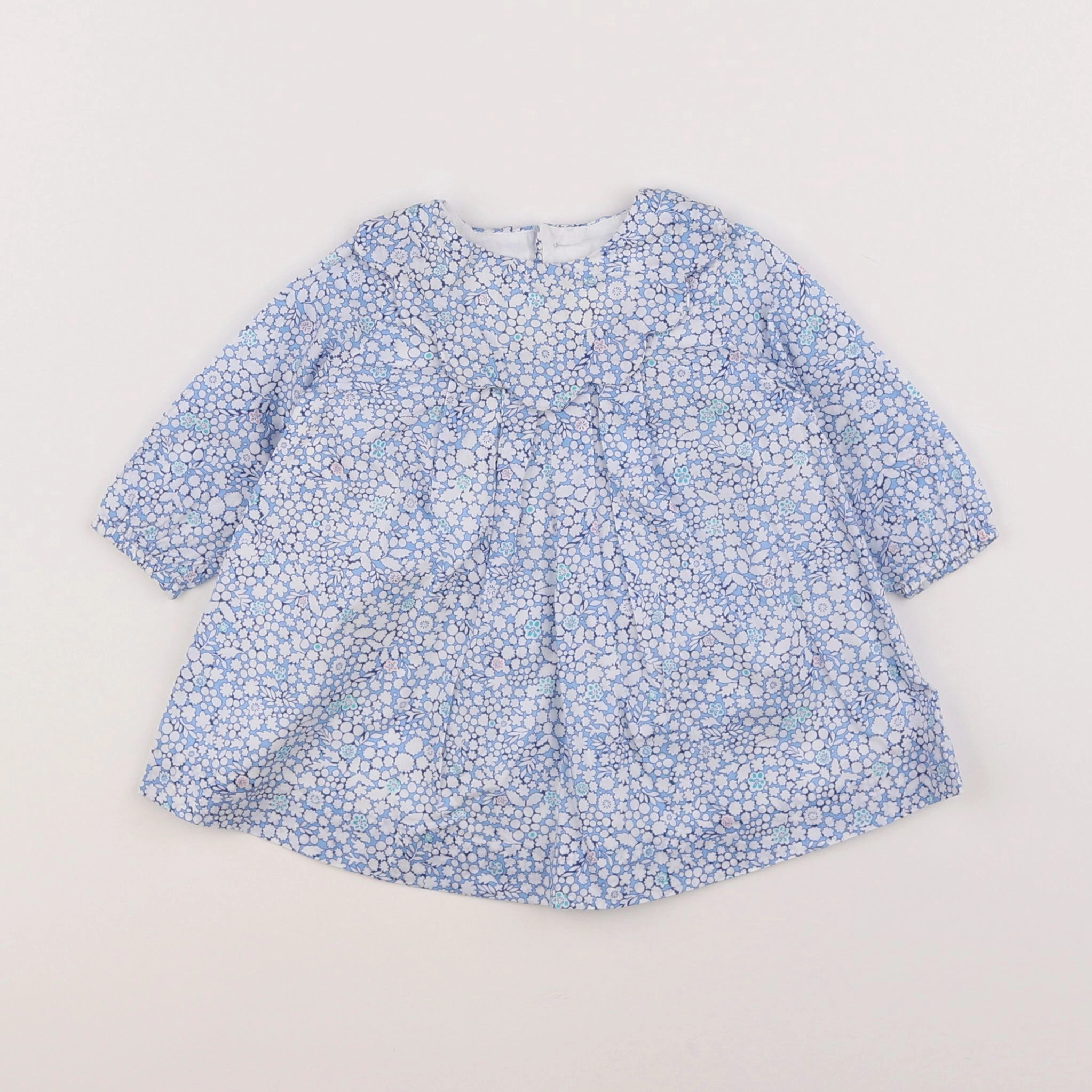 Jacadi - robe liberty bleu, blanc - 3 mois