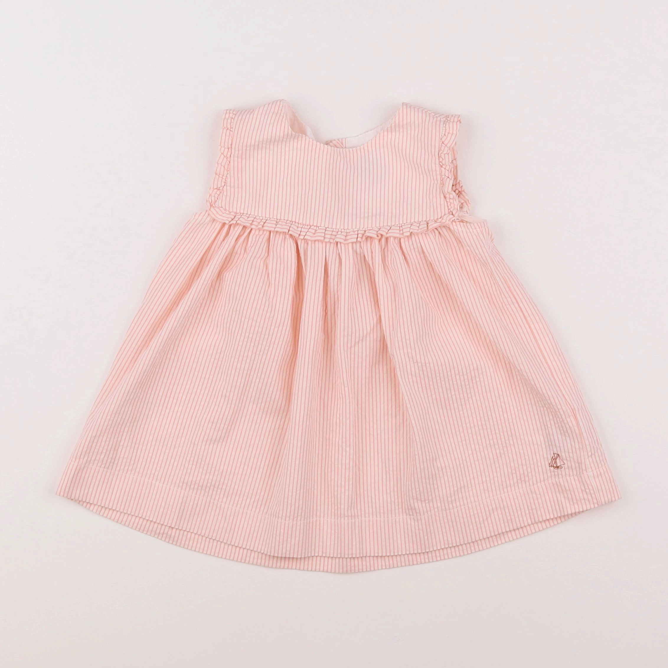 Petit Bateau - robe blanc, rose - 6 mois