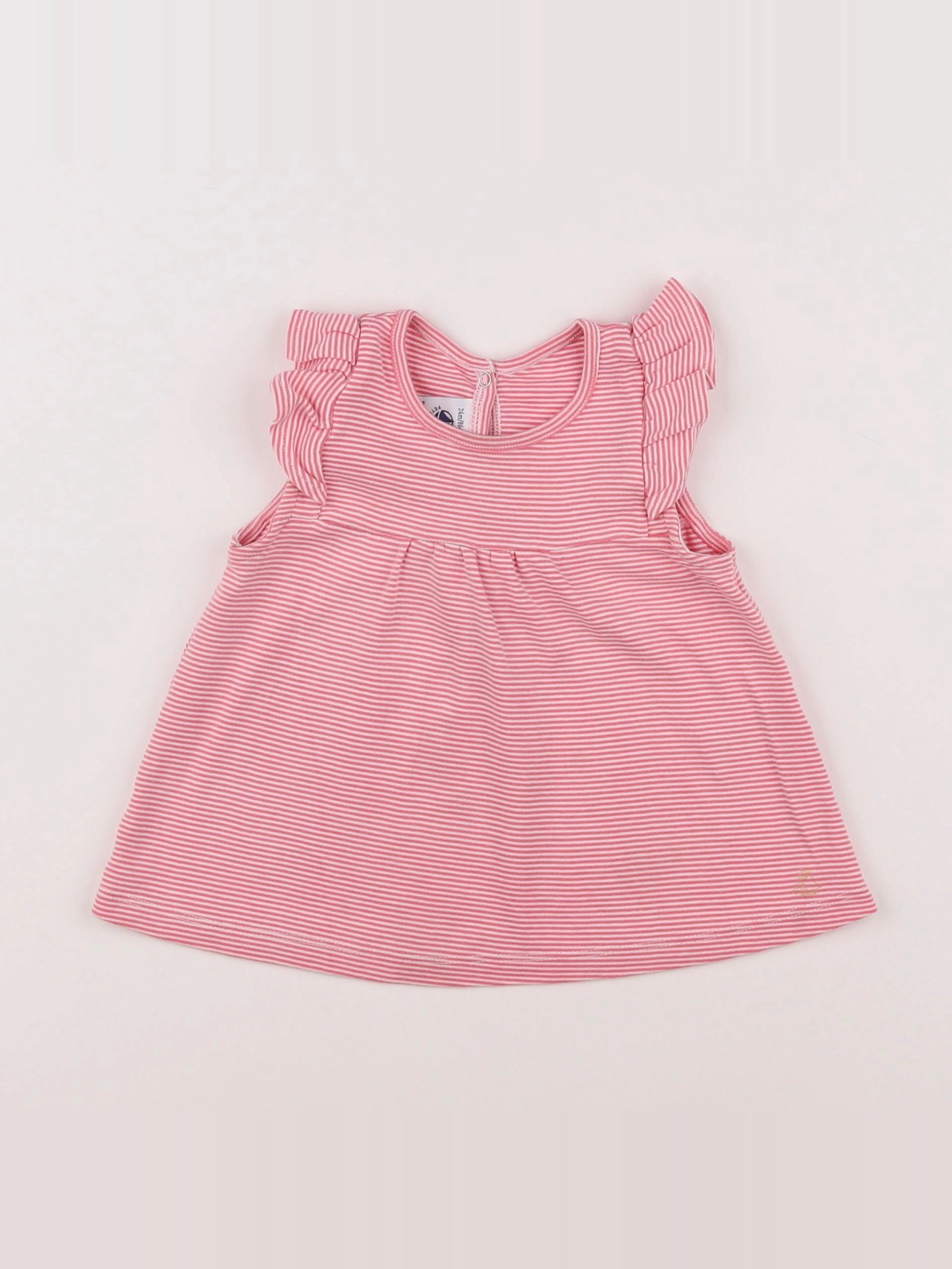 Petit Bateau - tee-shirt blanc, rose - 6 mois