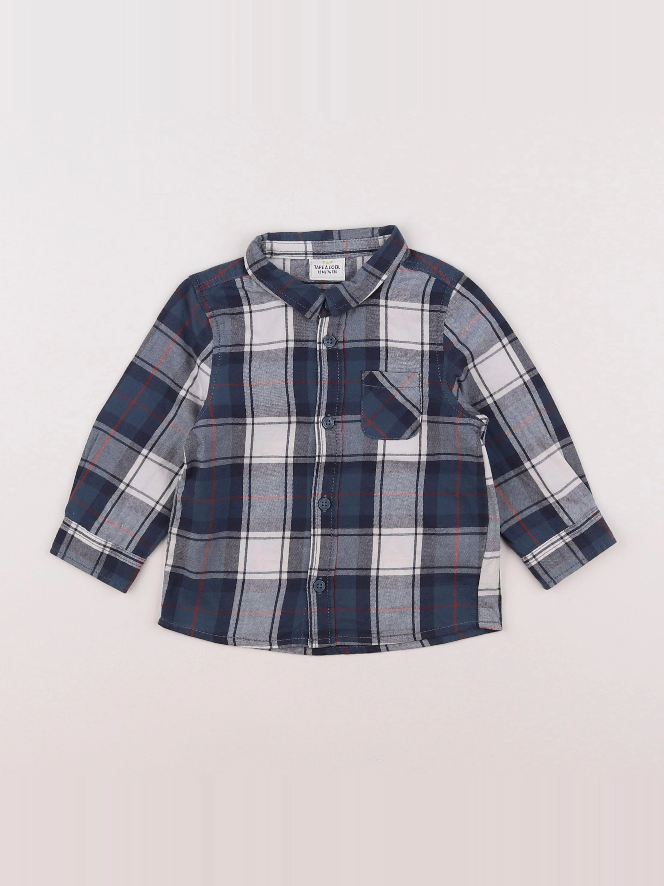 Tape à l'oeil - chemise bleu, blanc - 12 mois
