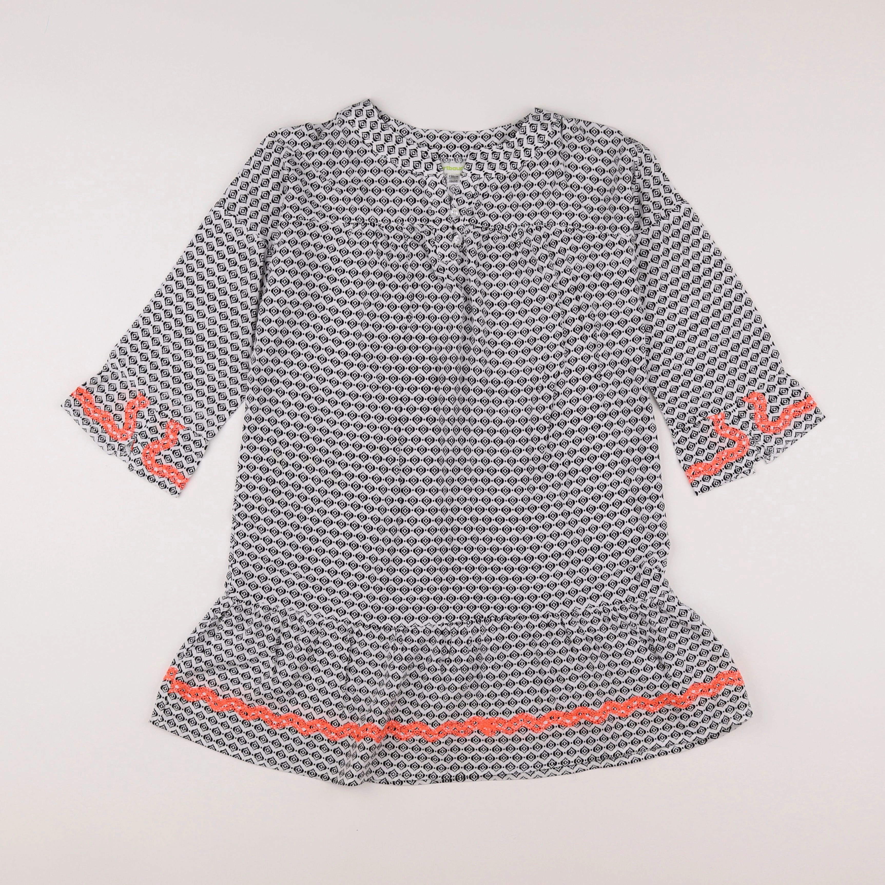 Vertbaudet - robe blanc, noir - 10 ans