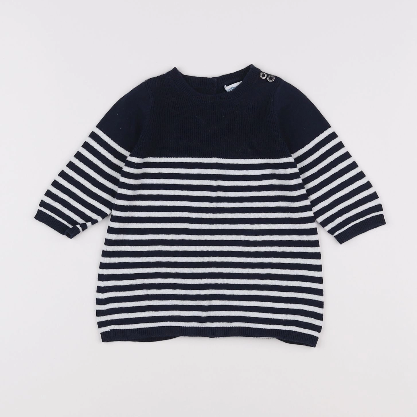 Vertbaudet - robe blanc, bleu - 6 mois