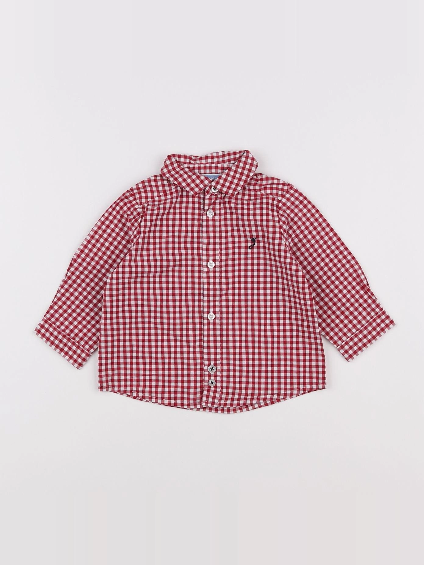 Jacadi - chemise blanc, rouge - 6 mois