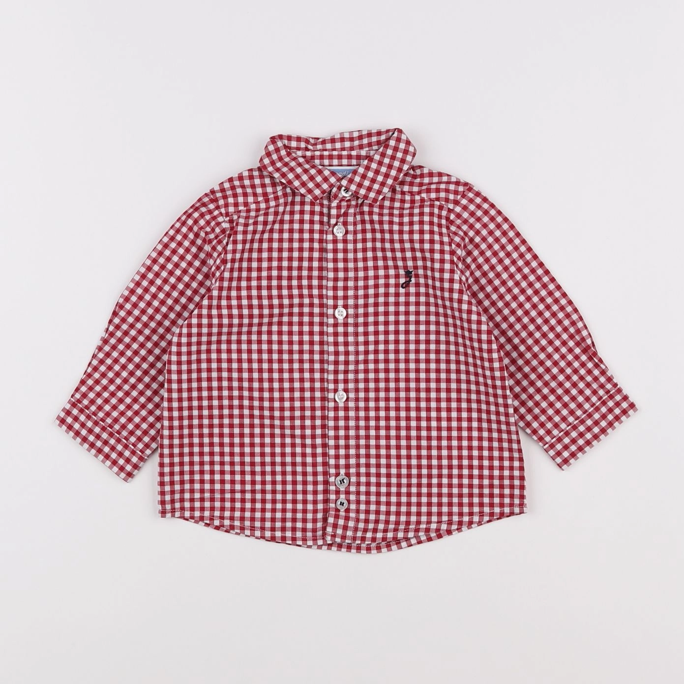 Jacadi - chemise blanc, rouge - 6 mois