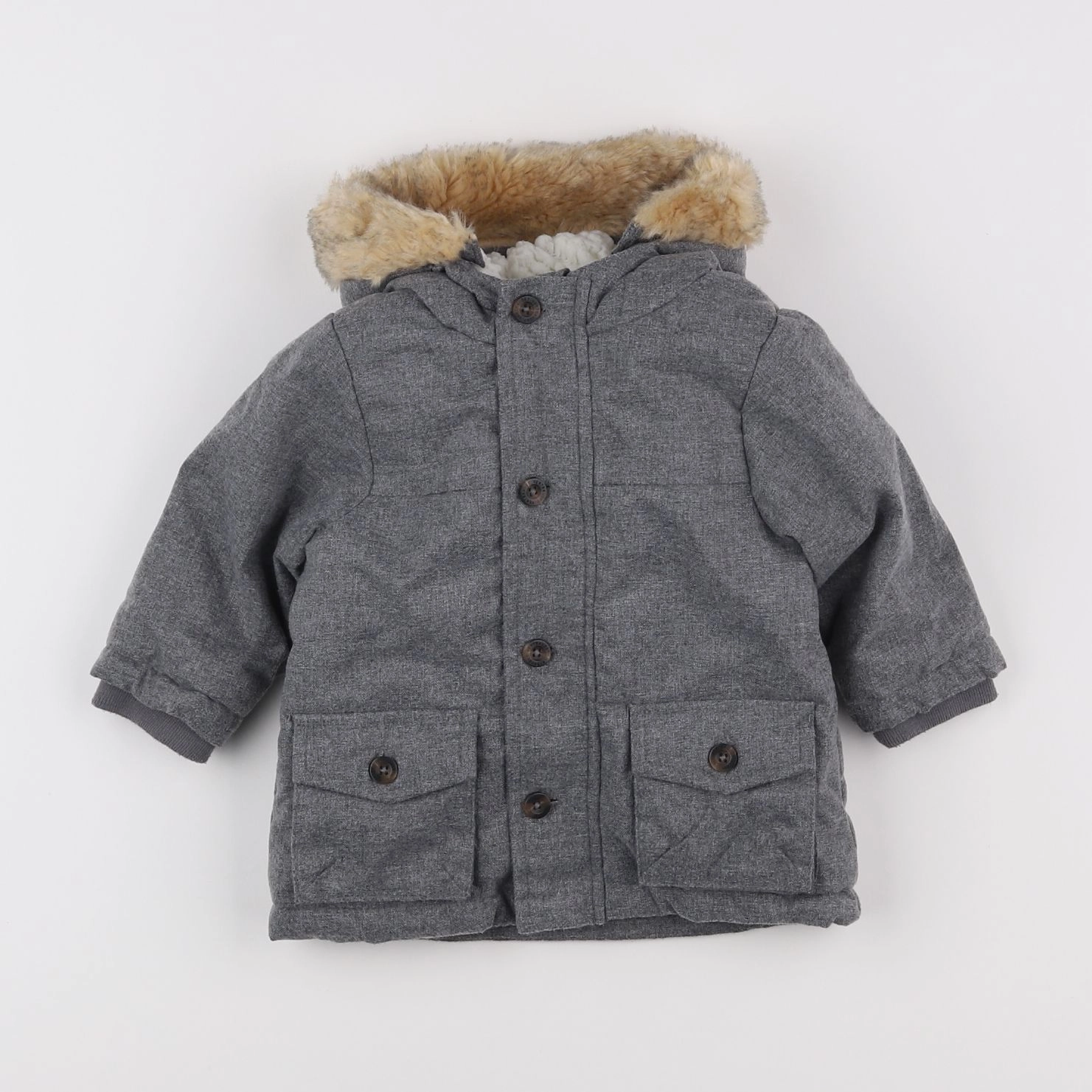 Vertbaudet - parka gris - 6 mois