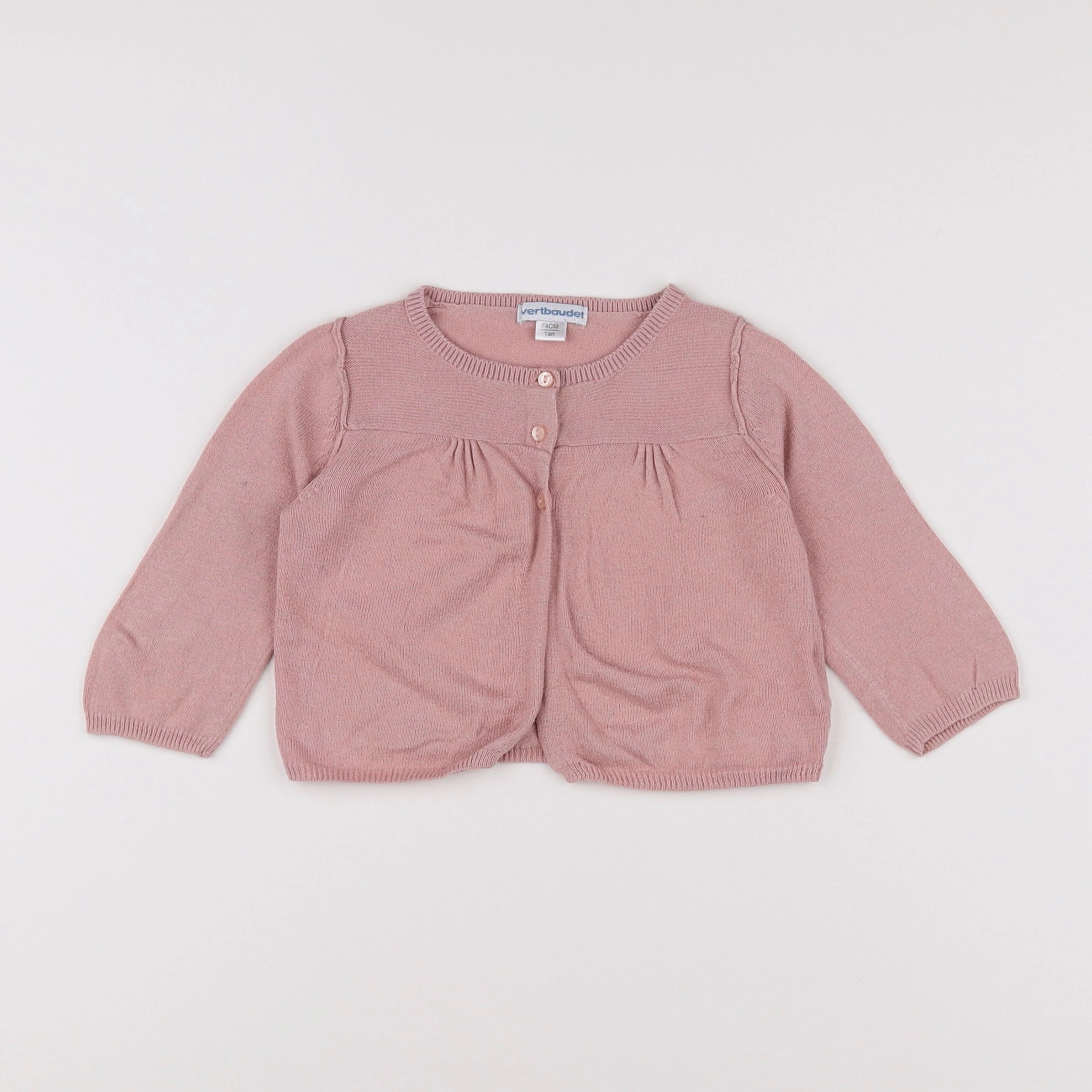 Vertbaudet - gilet rose - 12 mois