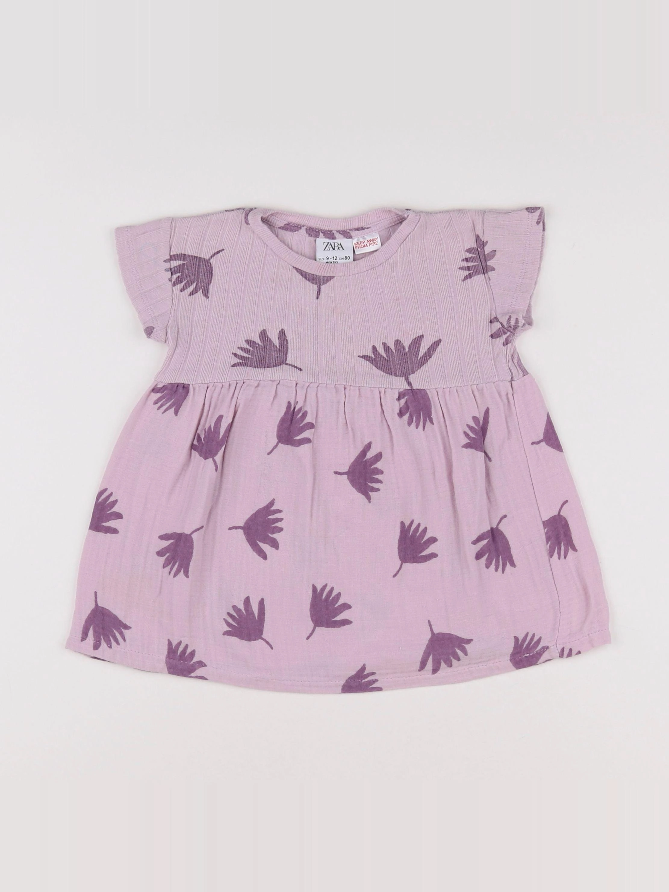 Zara - robe violet - 9/12 mois