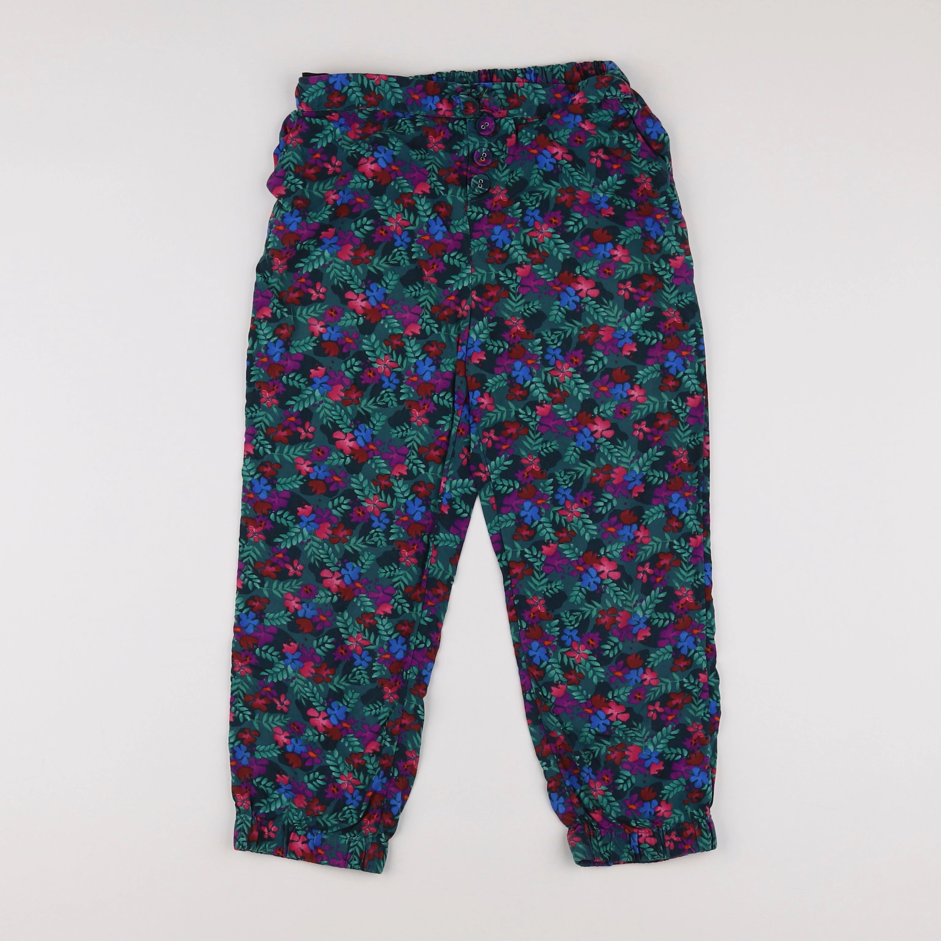 Vertbaudet - pantalon vert, rose - 10 ans