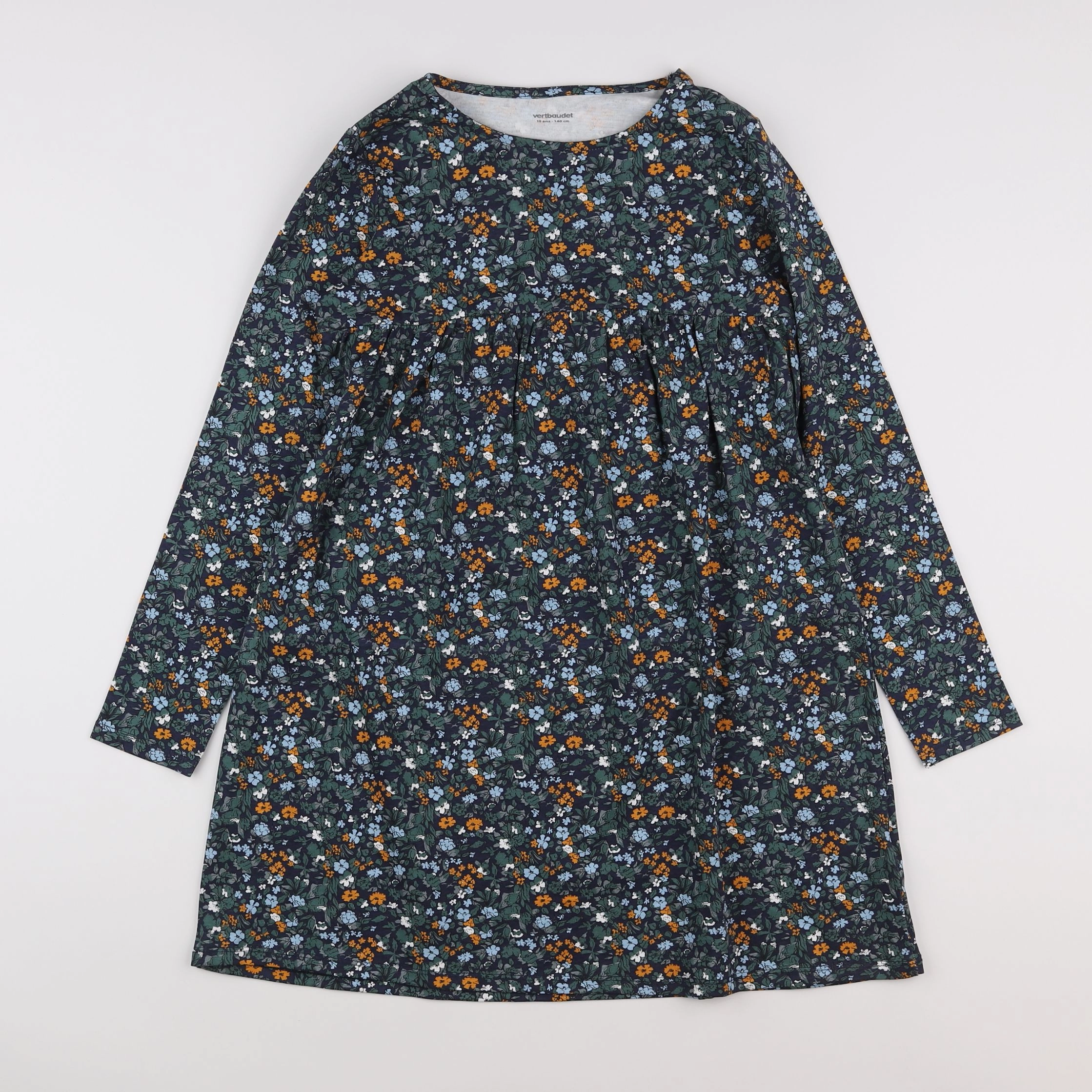 Vertbaudet - robe vert, orange - 10 ans