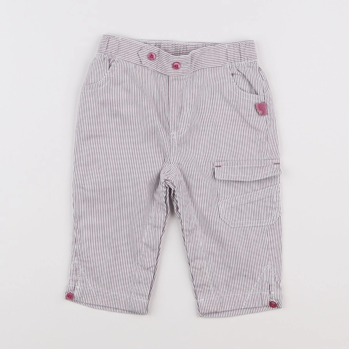 Vertbaudet - pantalon blanc, rose - 9 mois