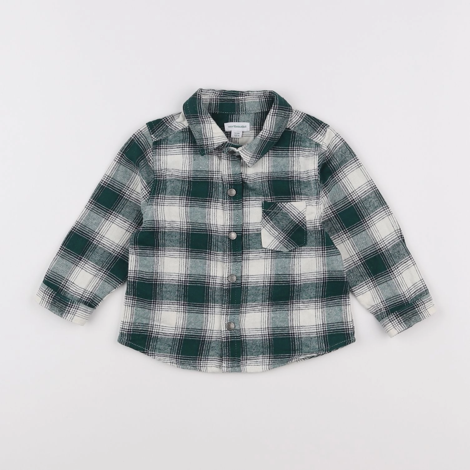 Vertbaudet - chemise blanc, vert - 12 mois