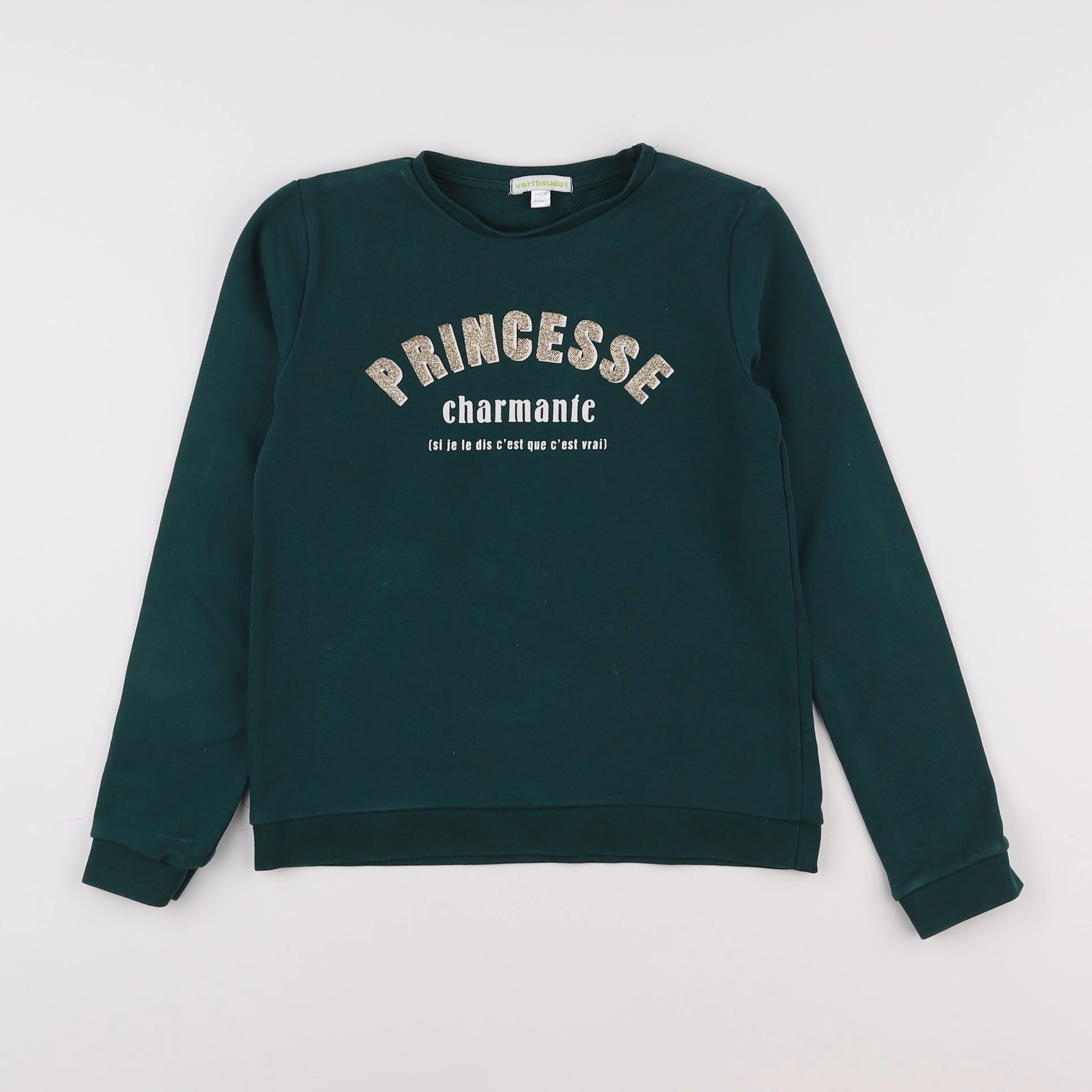 Vertbaudet - sweat vert - 10 ans