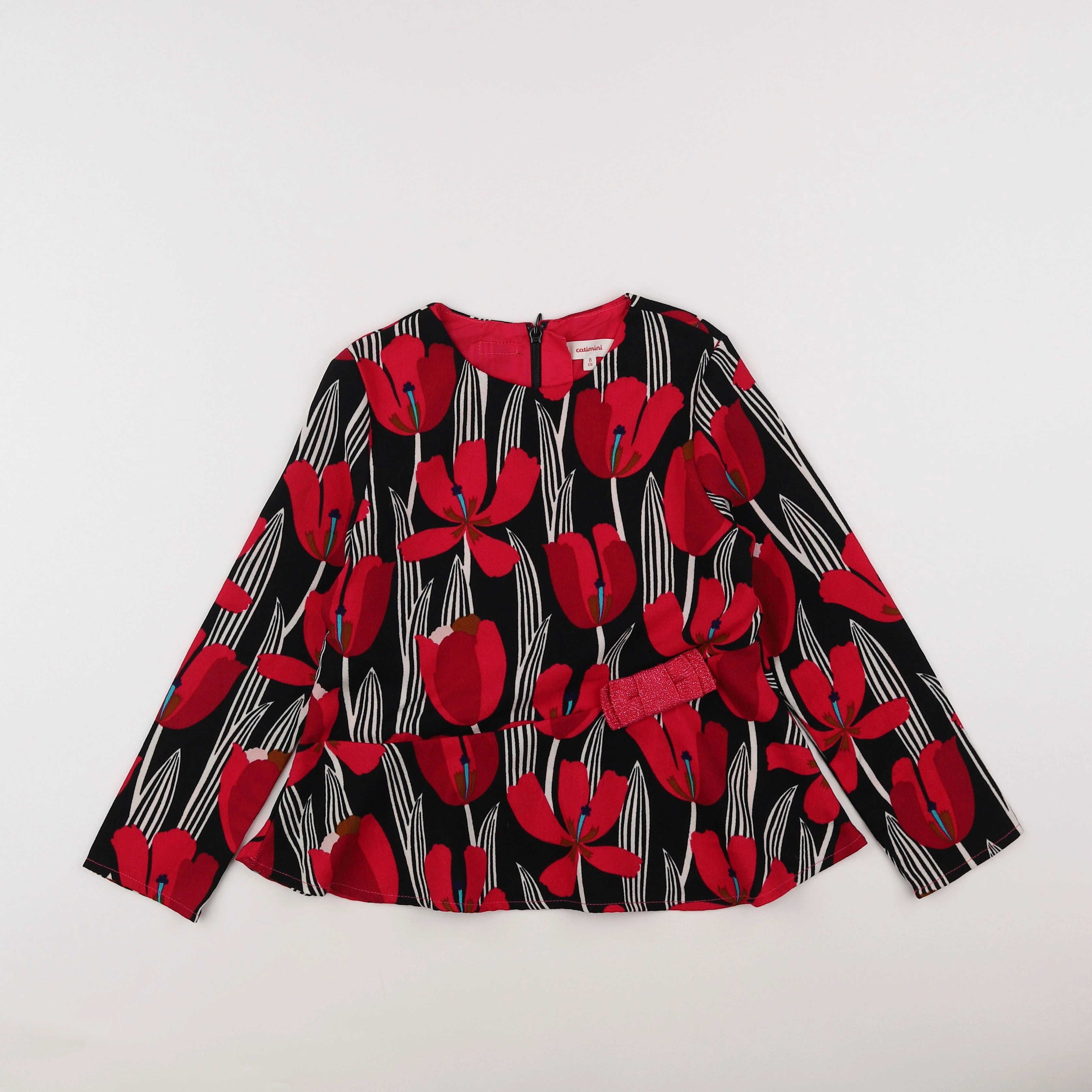 Catimini - blouse noir, rose - 8 ans