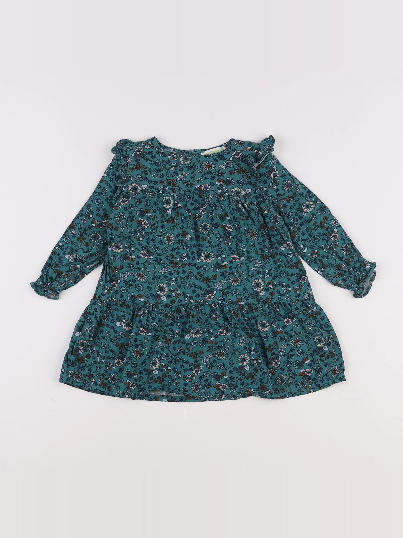 Vertbaudet - robe bleu, vert - 2 ans