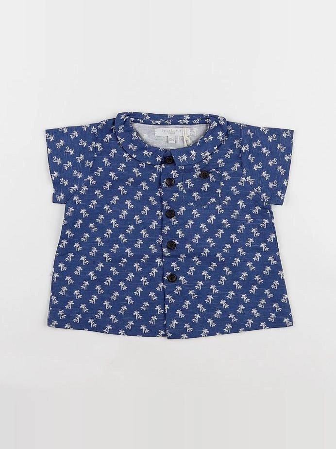 Petite Lucette - chemise bleu col rond - 12 mois
