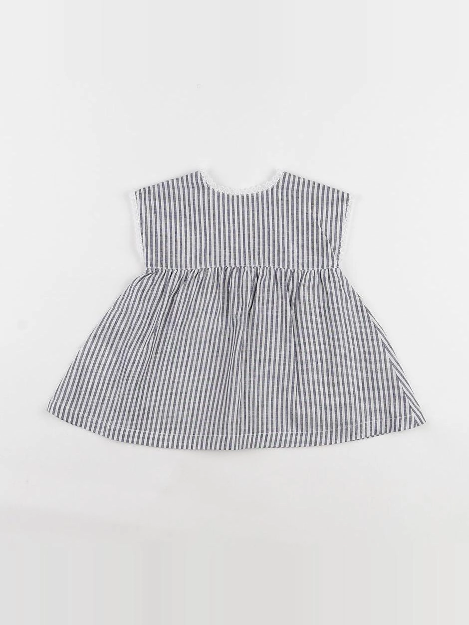 Petite Lucette - robe blanc bleu - 6 mois