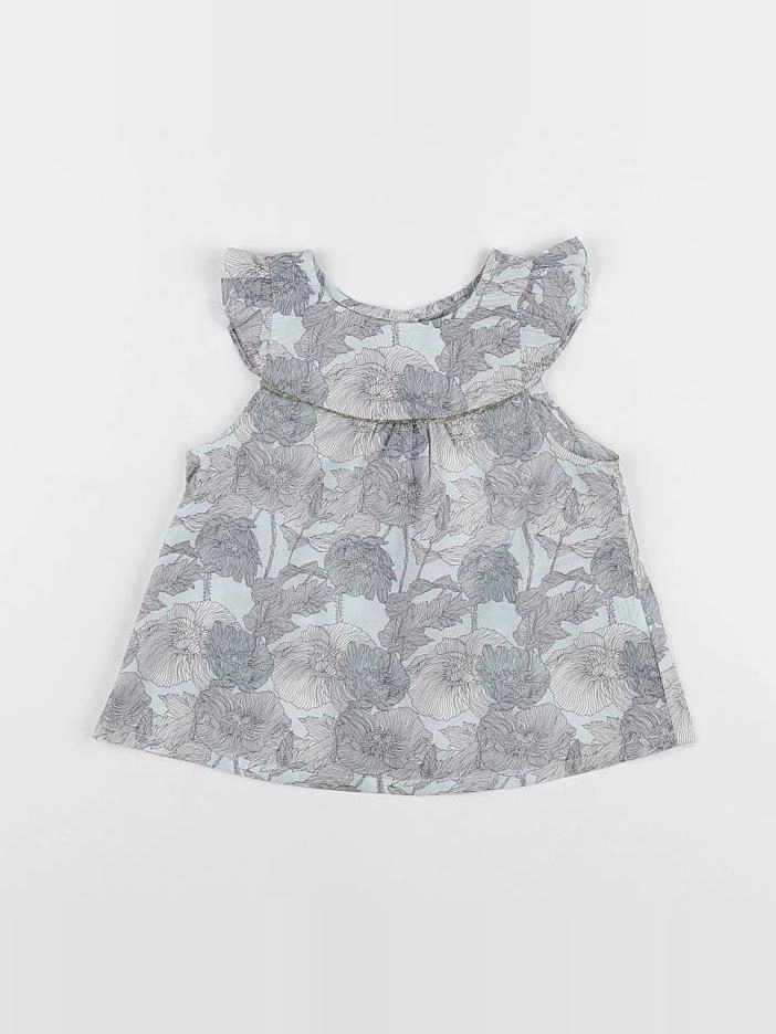 Petite Lucette - blouse fleurs vertes - 18 mois