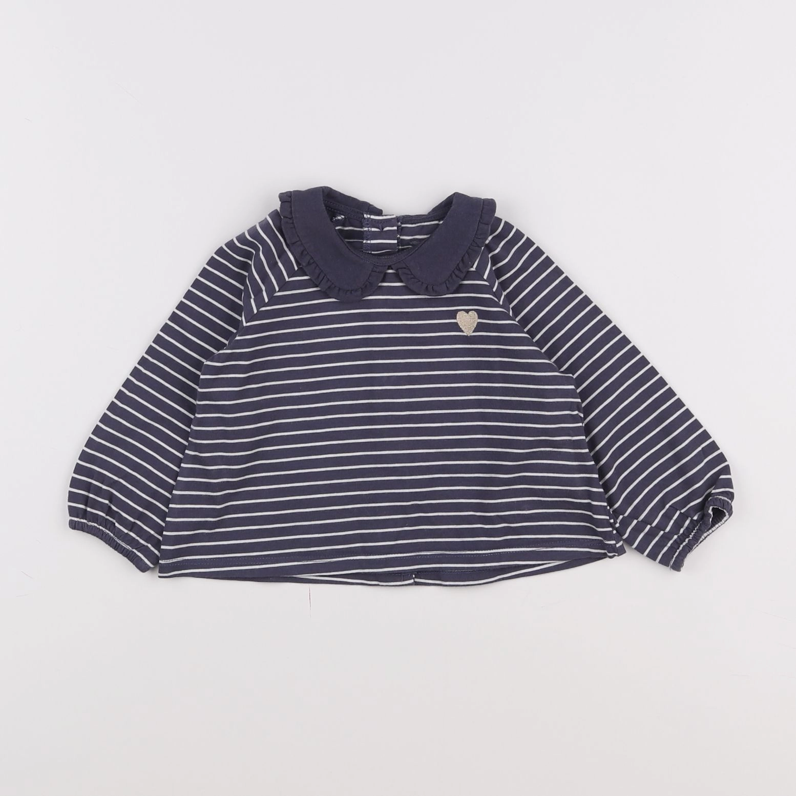 Vertbaudet - tee-shirt bleu, blanc - 12 mois