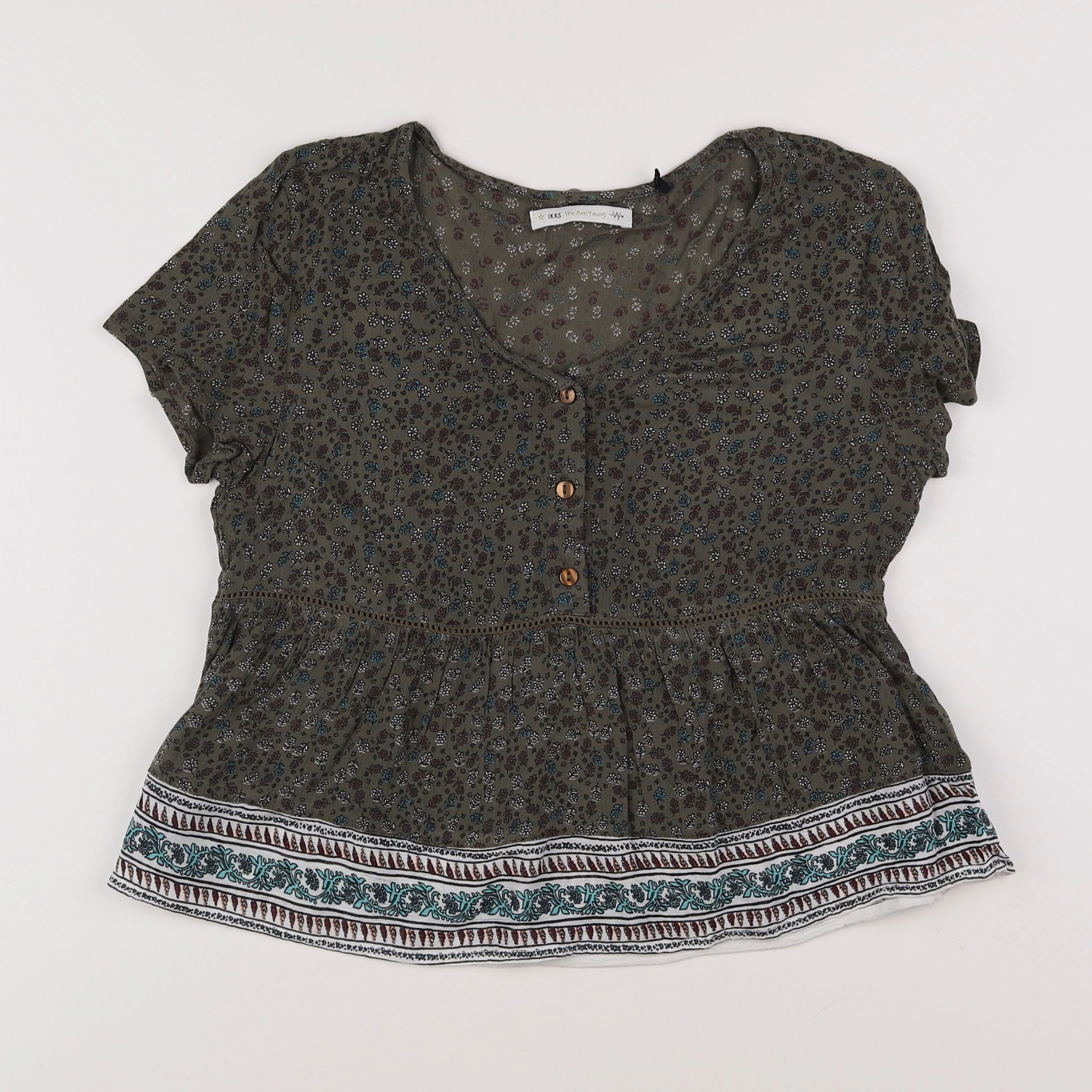IKKS - blouse taupe, vert - 12 ans