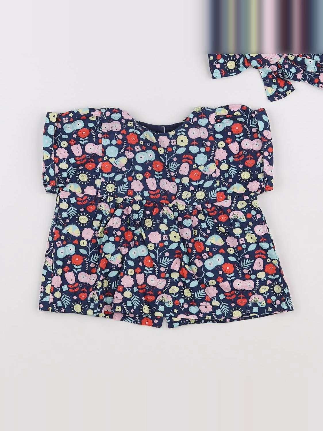 Vertbaudet - blouse bleu, multicolore - 9 mois